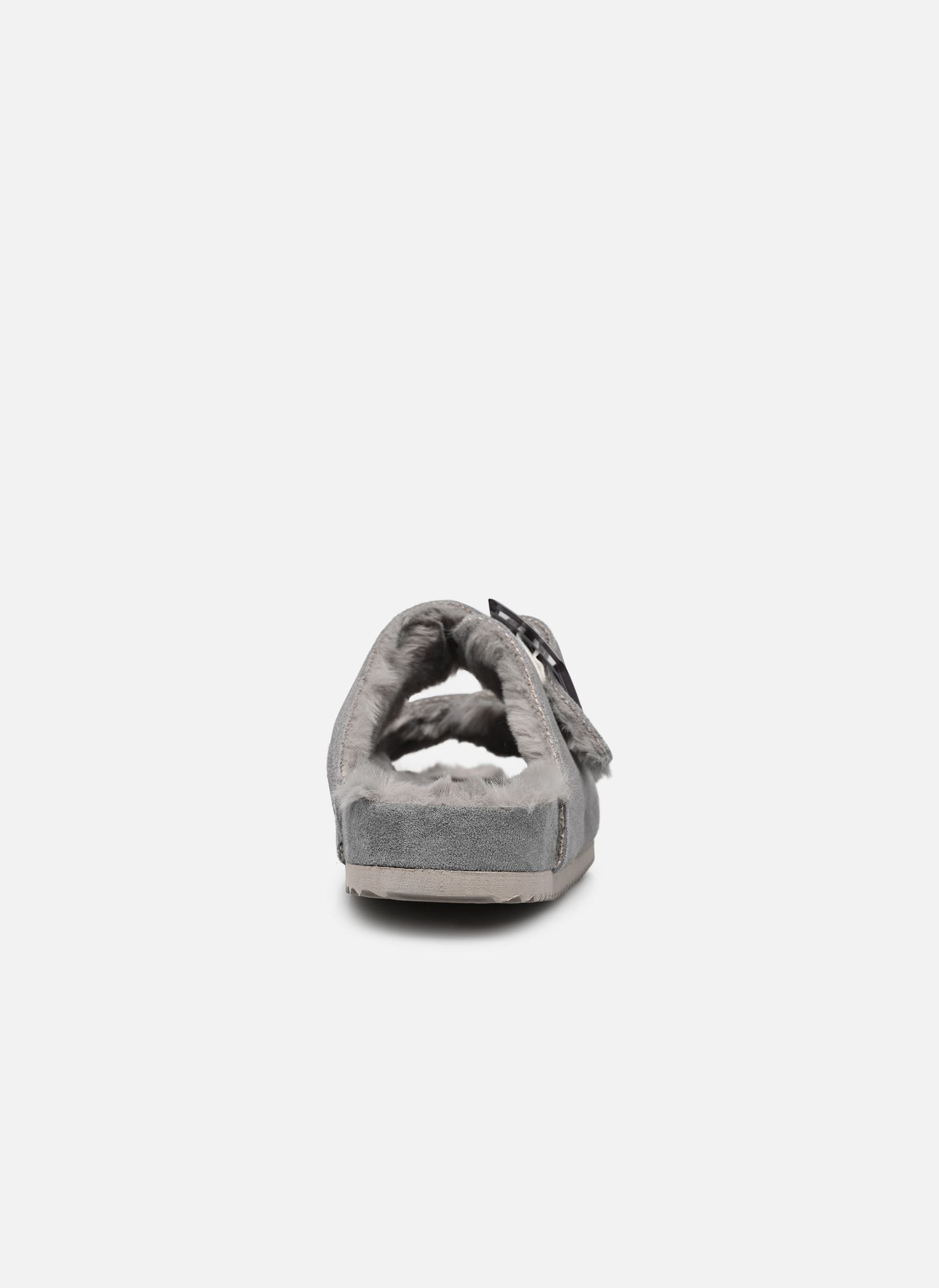 Hausschuhe Suede furry bio 2 buckles damen grau Colors of California Hausschuhe Suede furry bio 2 buckles damen grau GREY