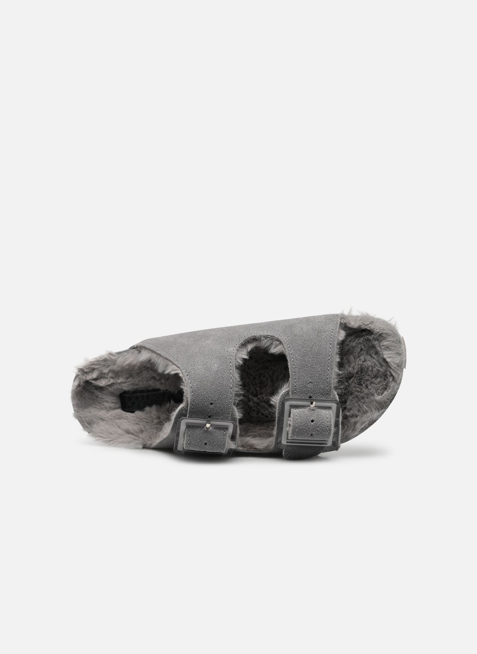 Hausschuhe Suede furry bio 2 buckles damen grau Colors of California Hausschuhe Suede furry bio 2 buckles damen grau GREY