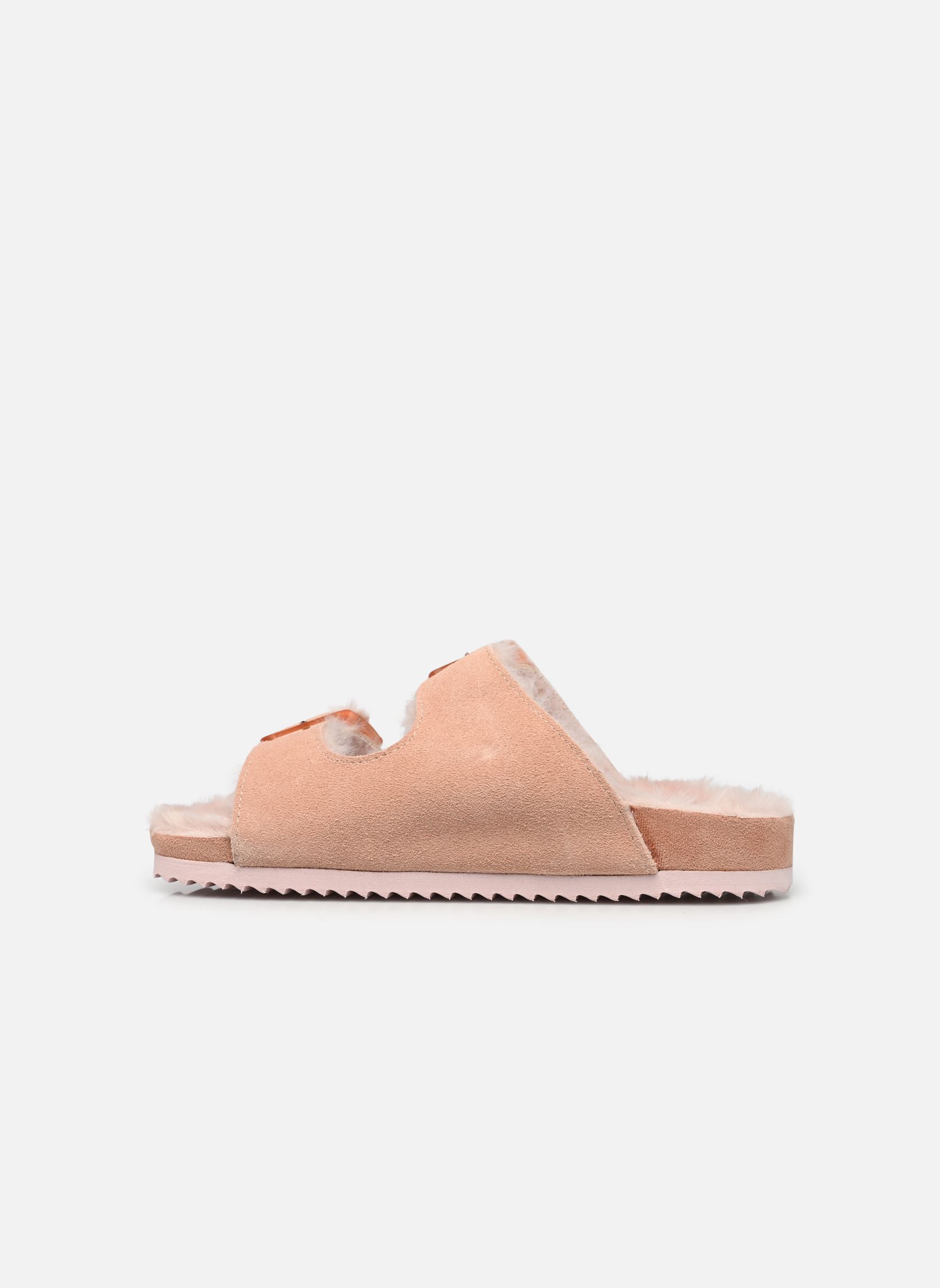 Chaussons Suede furry bio 2 buckles femme rose Colors of California Chaussons Suede furry bio 2 buckles femme rose NEW PINK