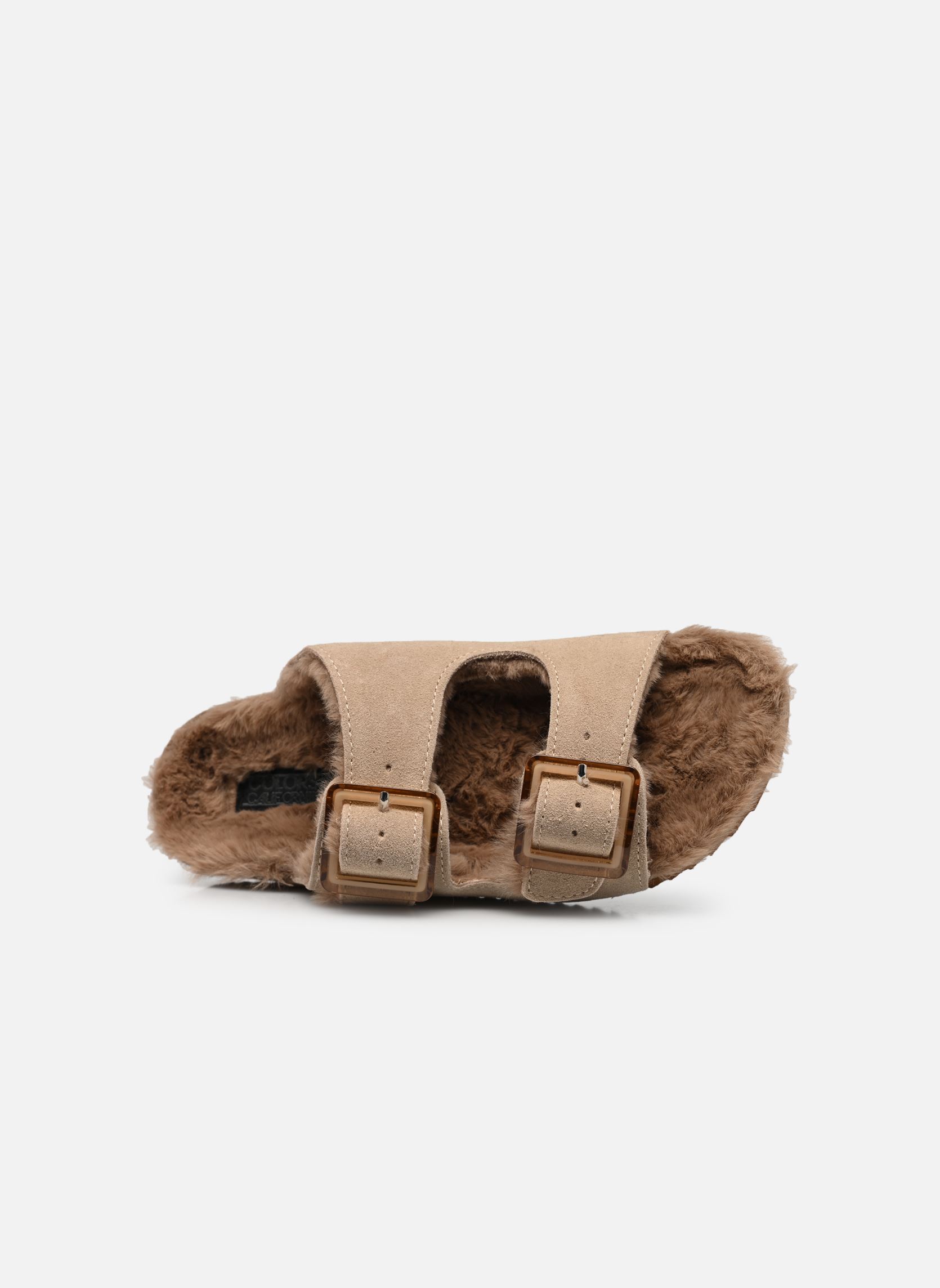 Hausschuhe Suede furry bio 2 buckles damen beige Colors of California Hausschuhe Suede furry bio 2 buckles damen beige NEW TAN