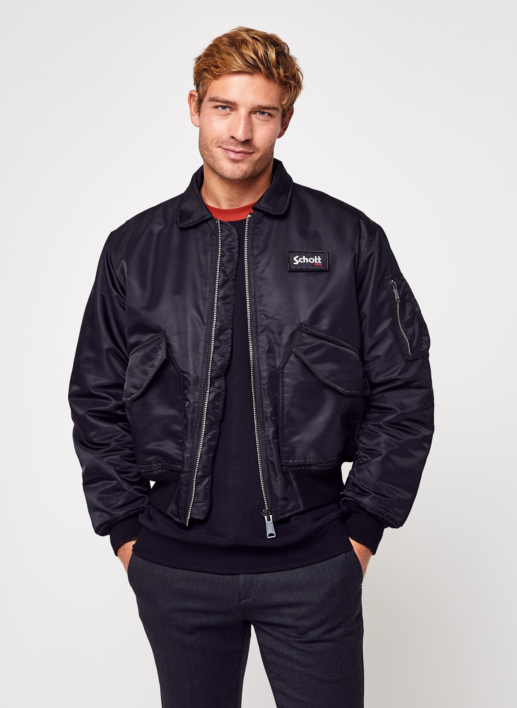 Blousons Blouson Cwu Original Oversize homme noir Schott Blousons Blouson Cwu Original Oversize homme noir BLACK