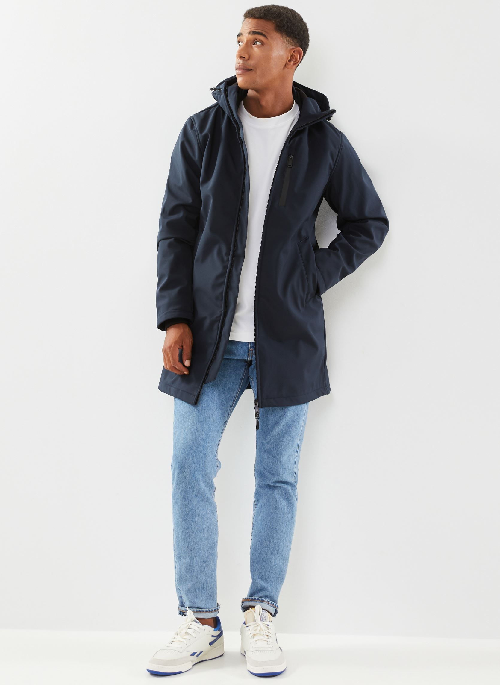 Manteaux classiques Blouson long Kalvin homme bleu Schott Manteaux classiques Blouson long Kalvin homme bleu NAVY