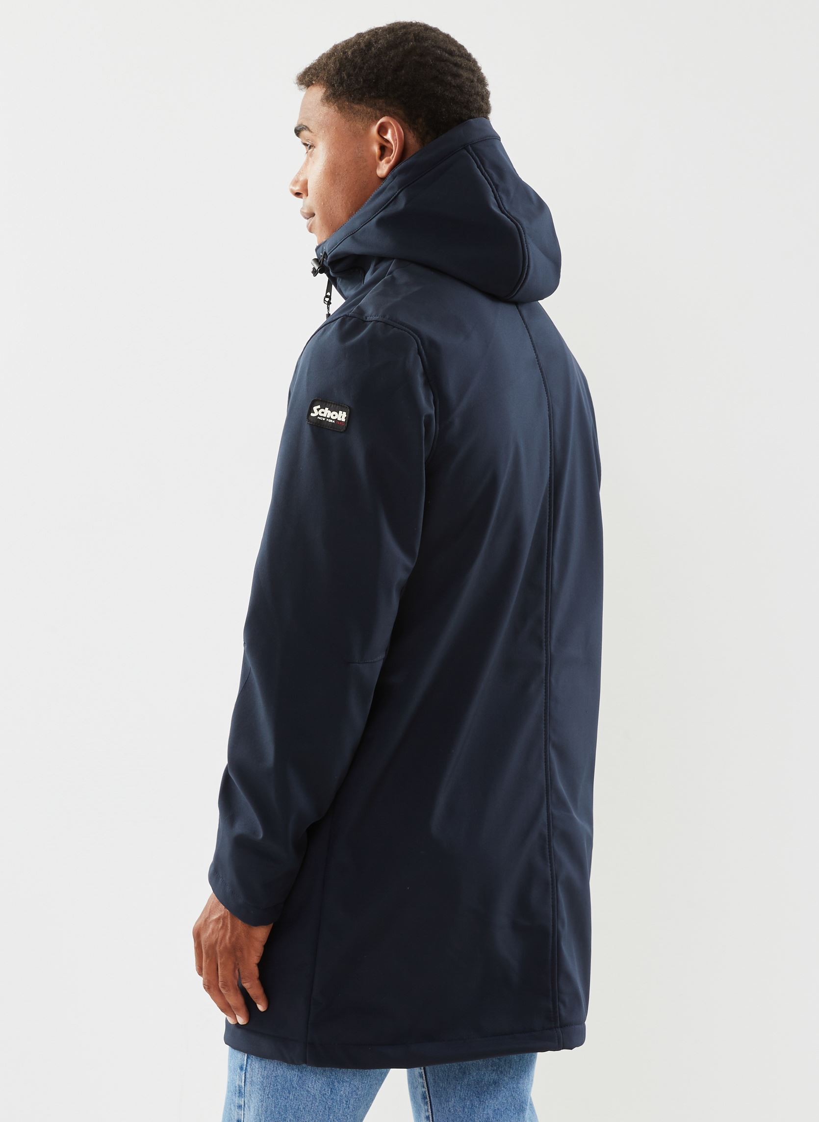 Manteaux classiques Blouson long Kalvin homme bleu Schott Manteaux classiques Blouson long Kalvin homme bleu NAVY