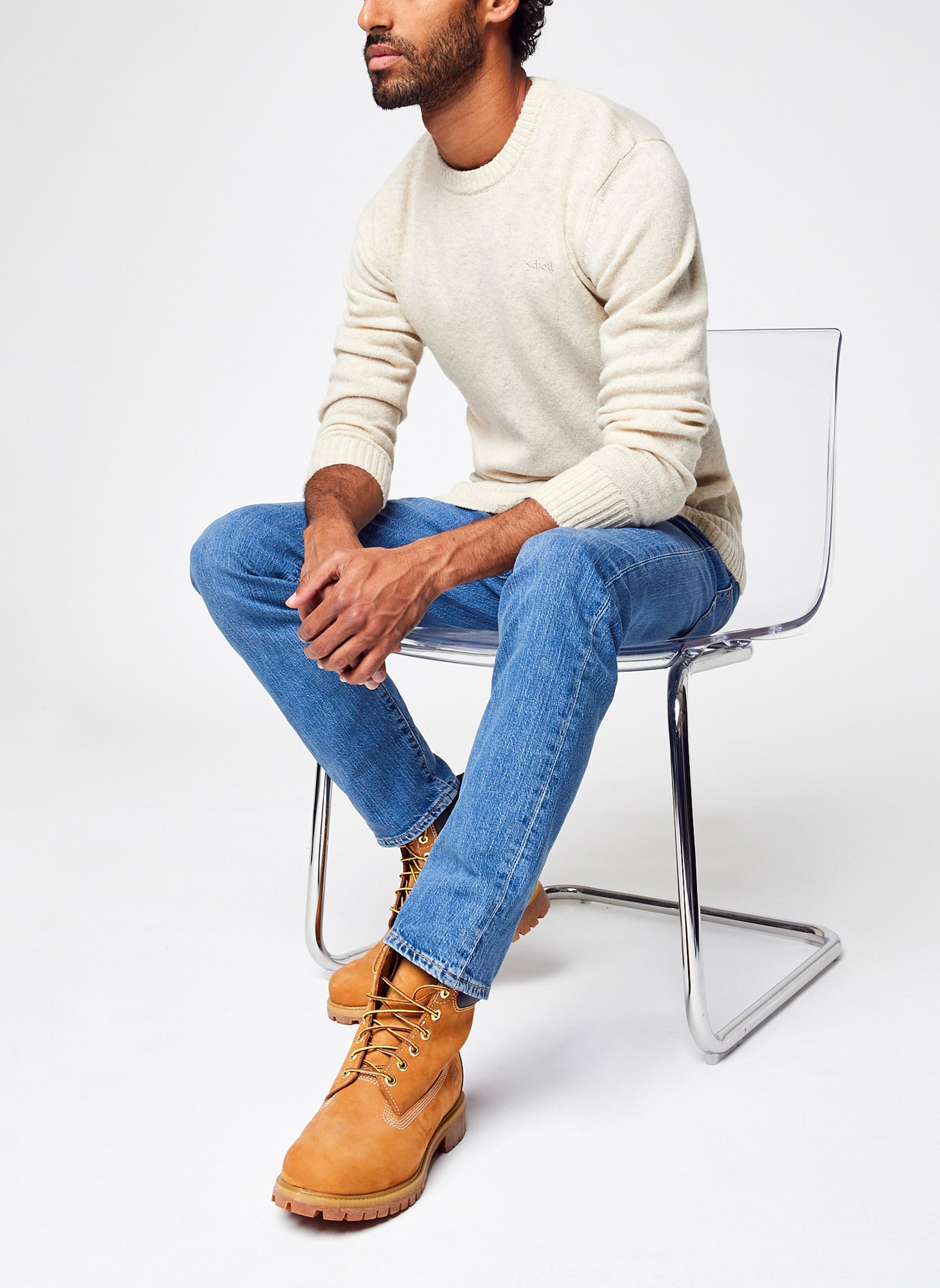 Pulls Pull Pllance 1 homme blanc Schott Pulls Pull Pllance 1 homme blanc HEATHER OFF WHITE