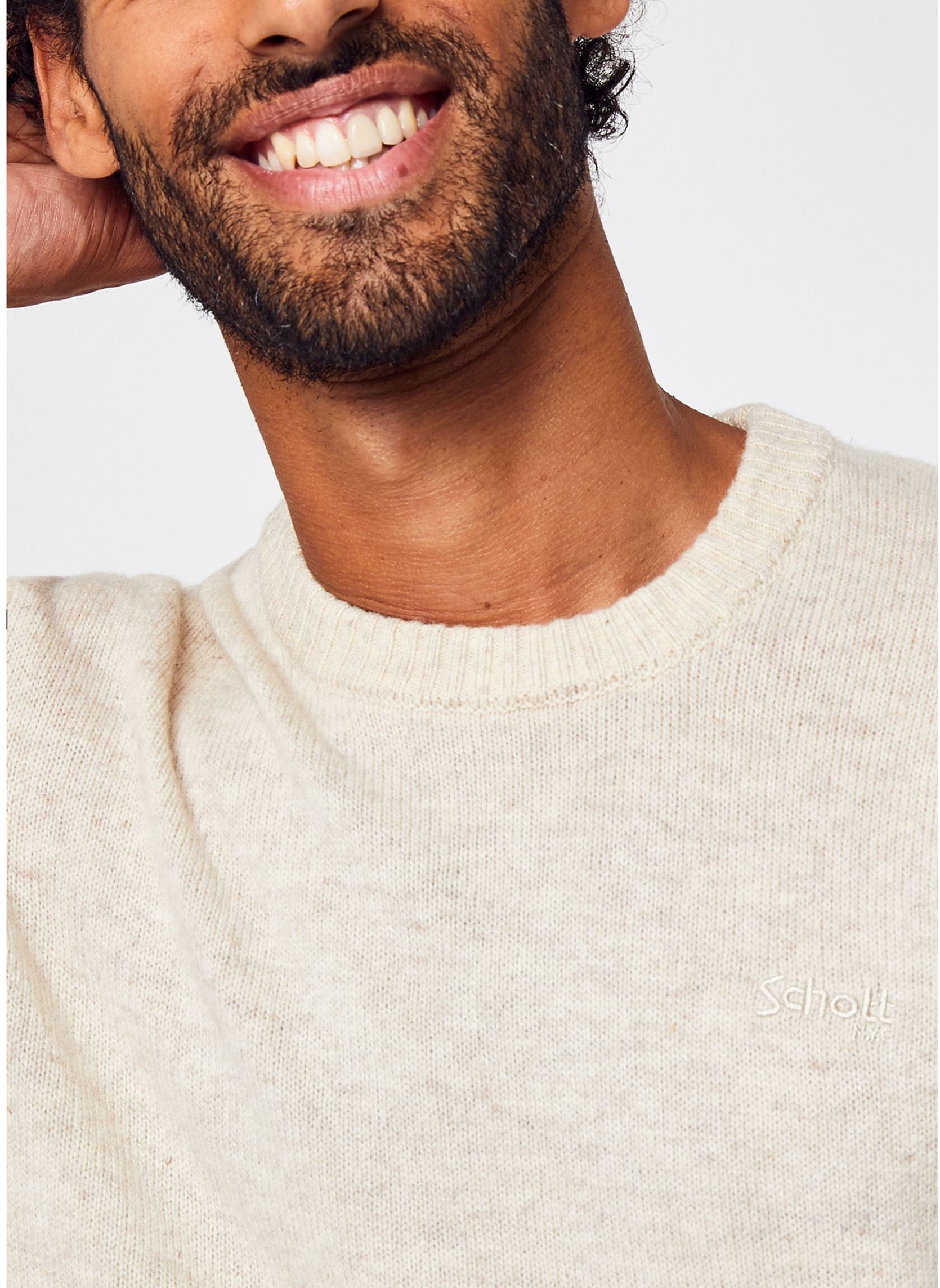 Pulls Pull Pllance 1 homme blanc Schott Pulls Pull Pllance 1 homme blanc HEATHER OFF WHITE