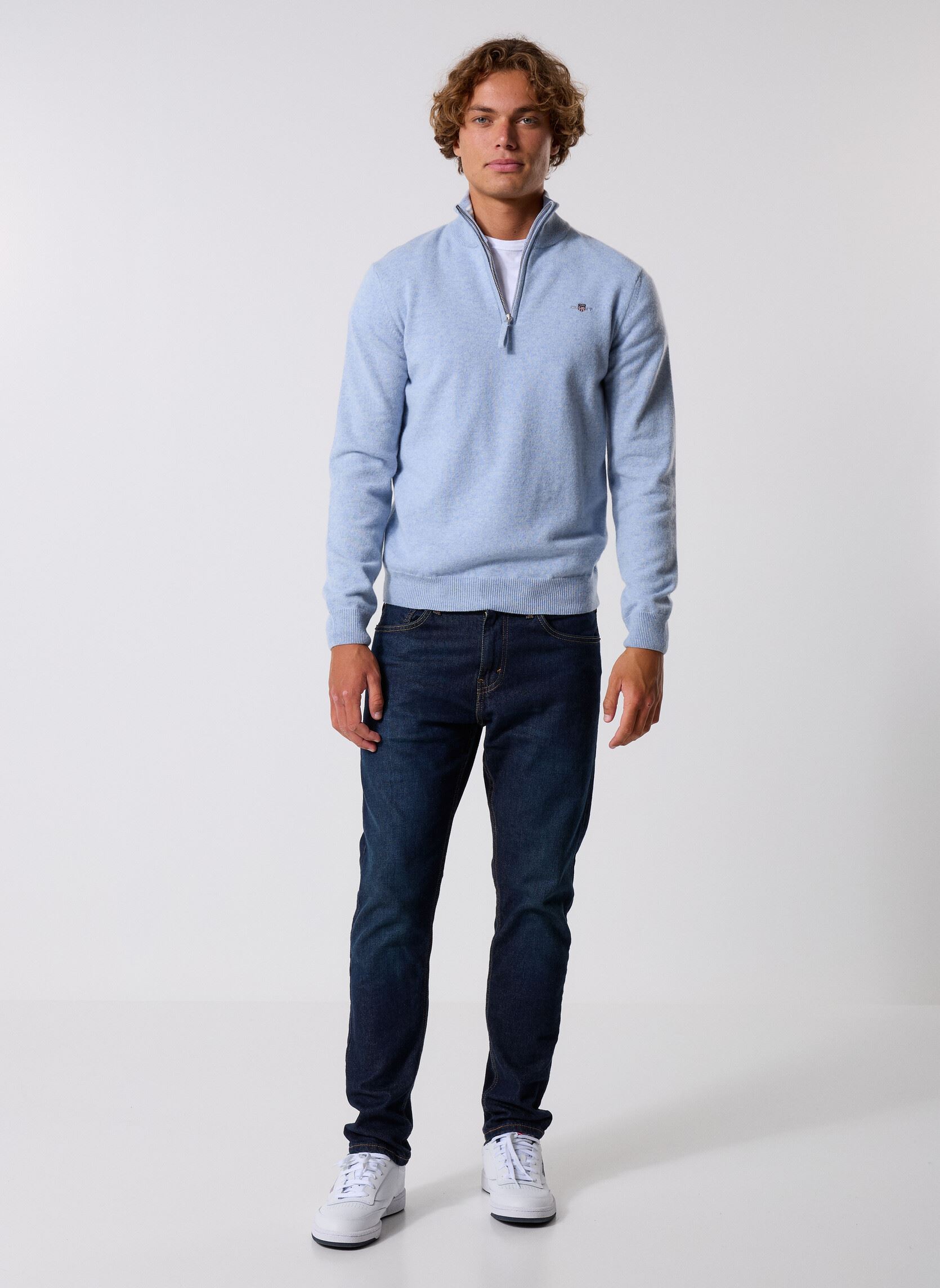 Pulls Superfine Lambswool Half Zip homme bleu GANT Pulls Superfine Lambswool Half Zip homme bleu LT BLUE MELANGE