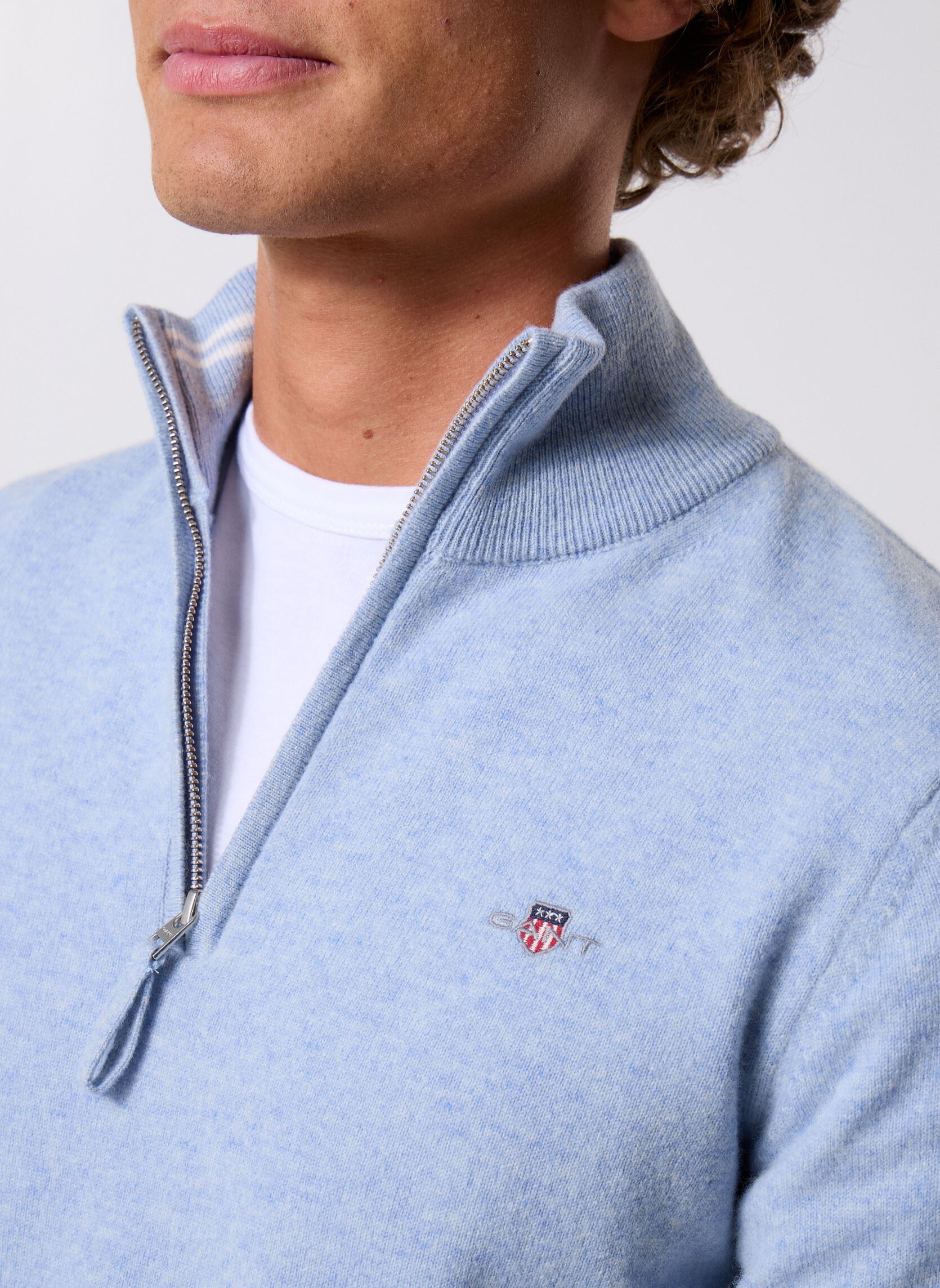 Pulls Superfine Lambswool Half Zip homme bleu GANT Pulls Superfine Lambswool Half Zip homme bleu LT BLUE MELANGE