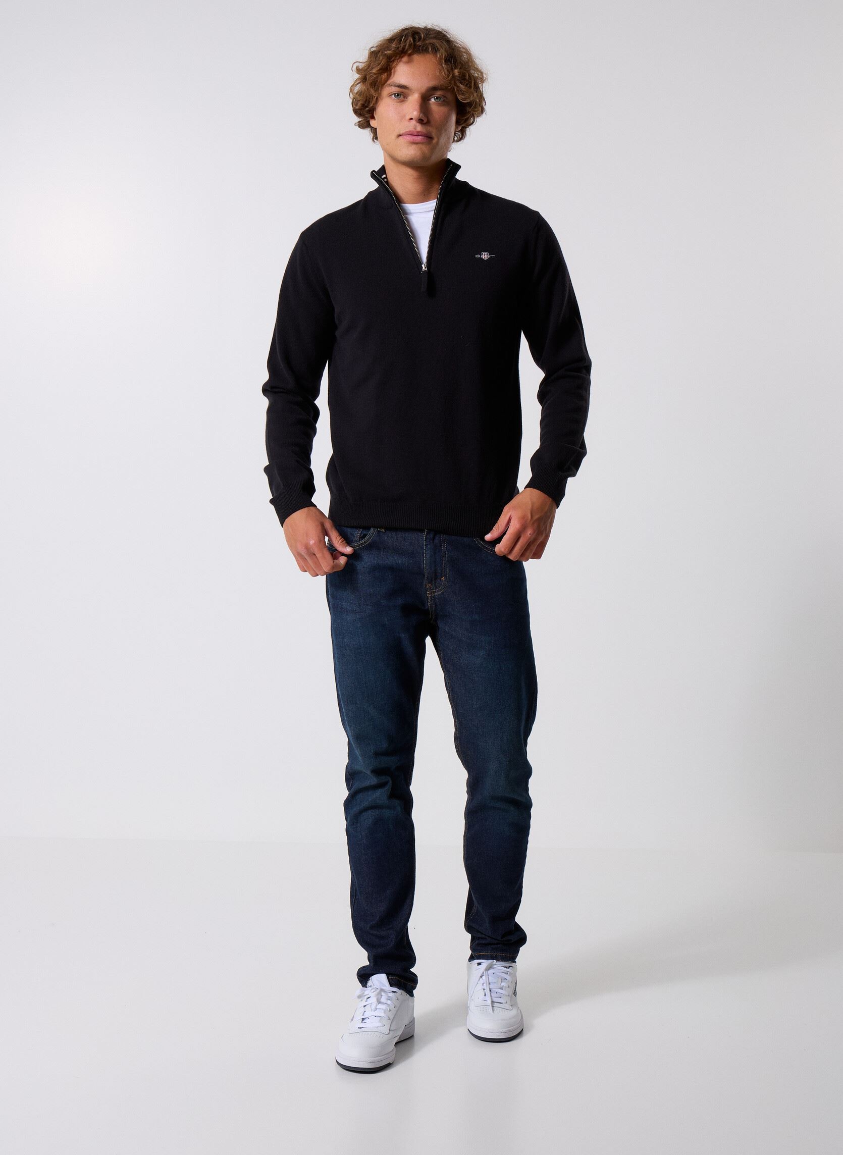 Truien Superfine Lambswool Half Zip heren zwart GANT Truien Superfine Lambswool Half Zip heren zwart BLACK