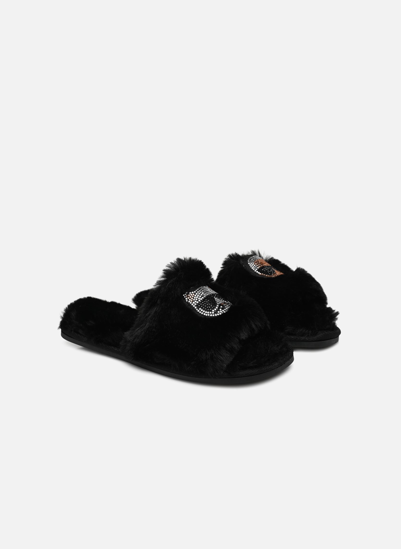 Pantofole Salon II Glitter Twin Slide donna nero Karl Lagerfeld Pantofole Salon II Glitter Twin Slide donna nero Black Synth Fur