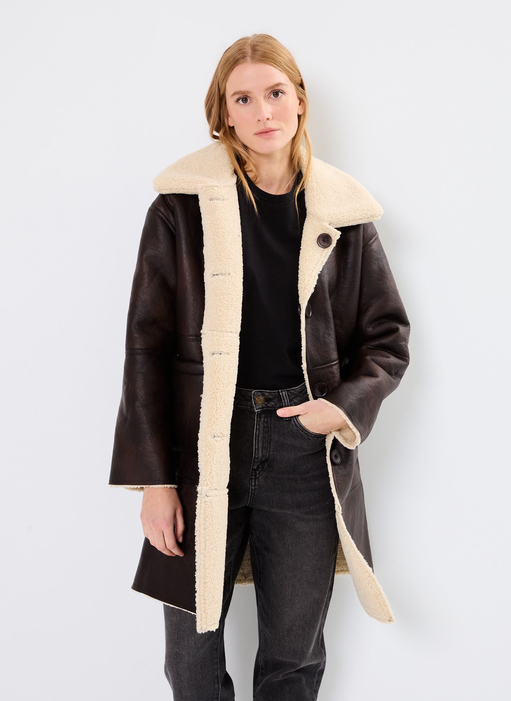 Manteaux classiques Edgar femme marron Suncoo Manteaux classiques Edgar femme marron Choco