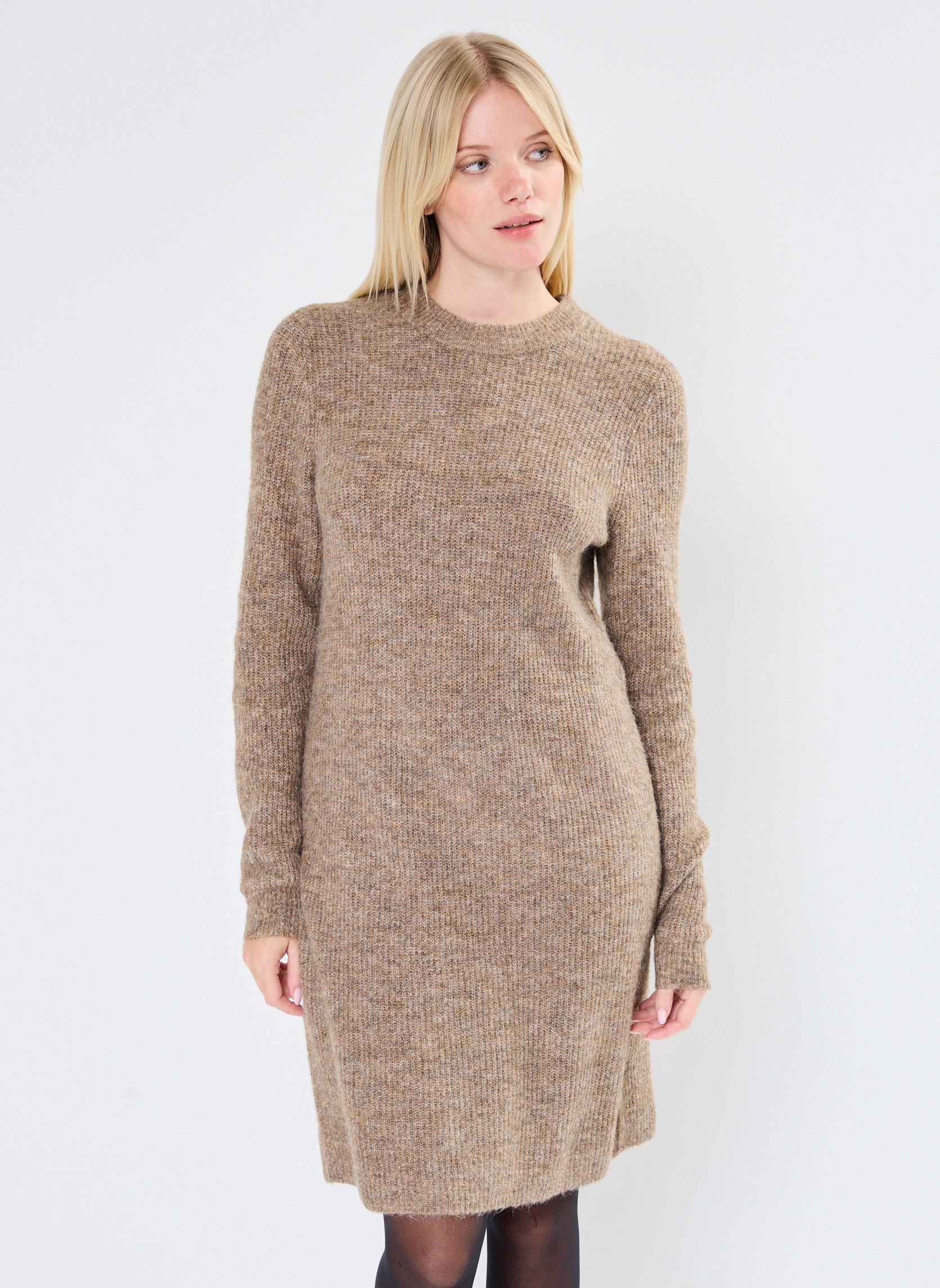 Kleider PCELLEN LS O-NECK KNIT DRESS NOOS BC damen braun Pieces Kleider PCELLEN LS O-NECK KNIT DRESS NOOS BC damen braun Fossil