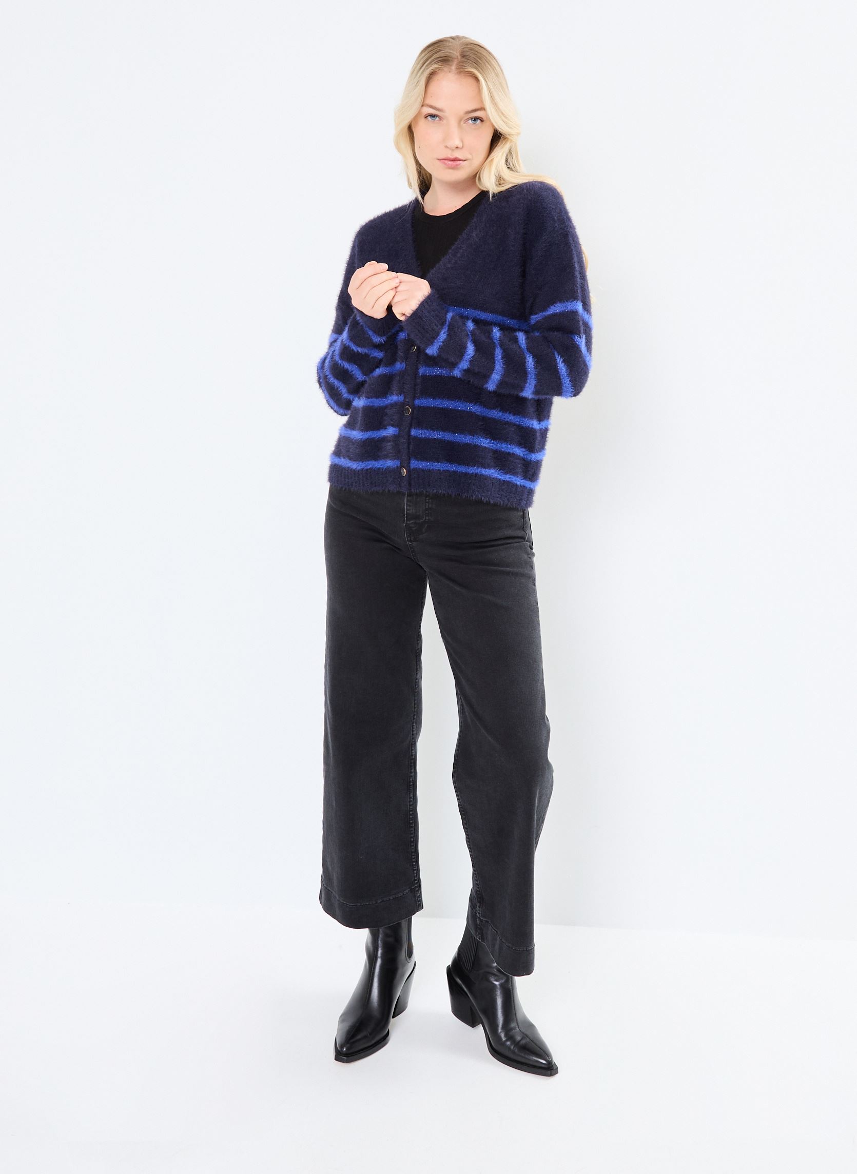 Gilets PCJANA LS KNIT CARDIGAN KAC FC femme bleu Pieces Gilets PCJANA LS KNIT CARDIGAN KAC FC femme bleu Maritime Blue