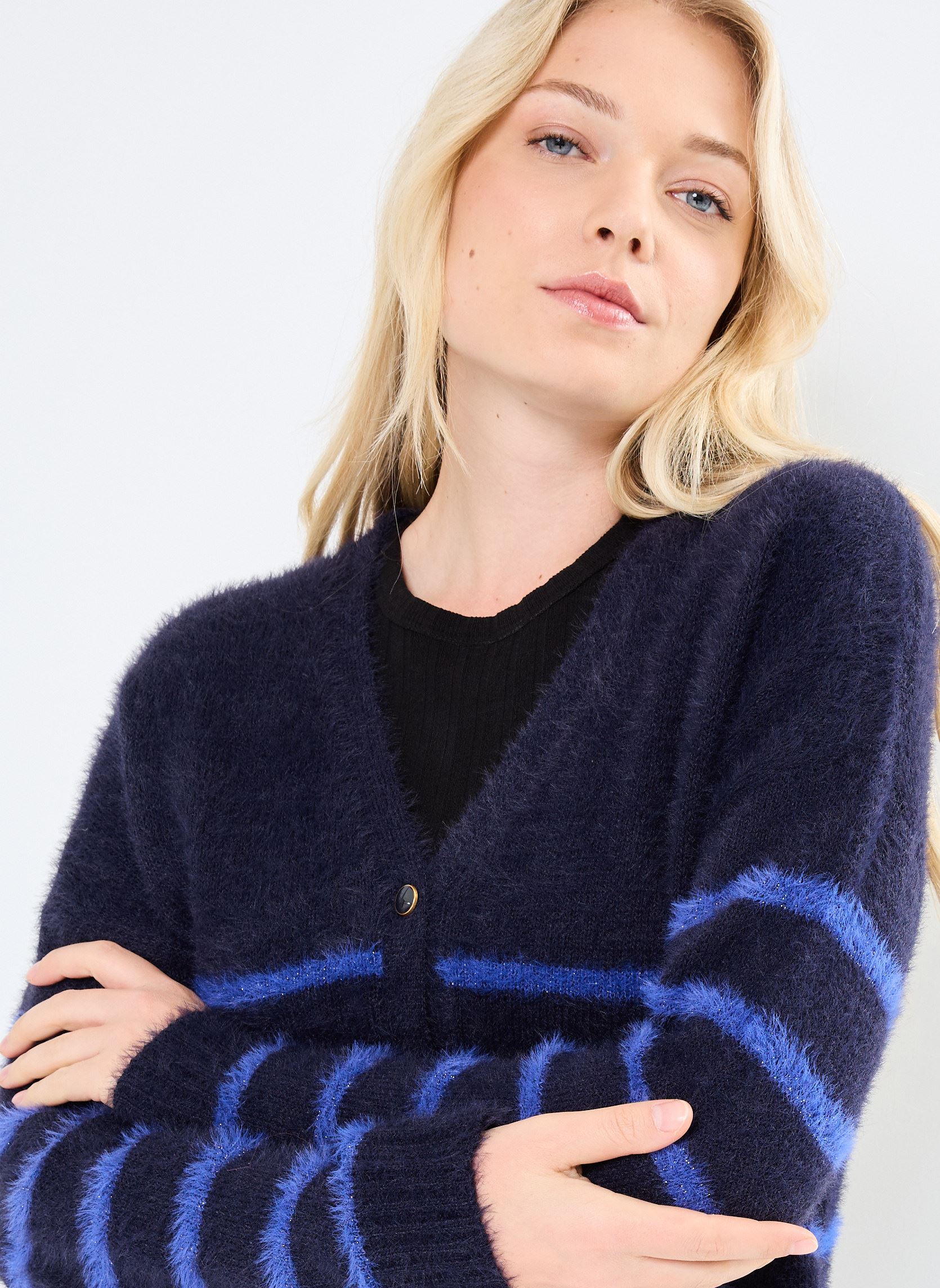 Gilets PCJANA LS KNIT CARDIGAN KAC FC femme bleu Pieces Gilets PCJANA LS KNIT CARDIGAN KAC FC femme bleu Maritime Blue