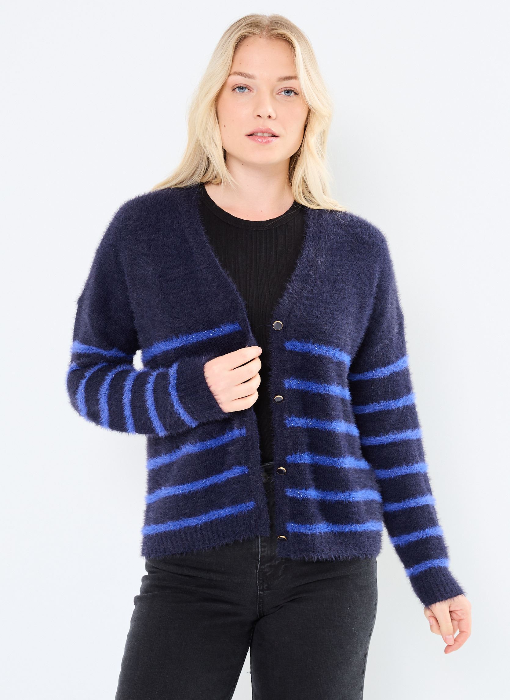 Gilets PCJANA LS KNIT CARDIGAN KAC FC femme bleu Pieces Gilets PCJANA LS KNIT CARDIGAN KAC FC femme bleu Maritime Blue