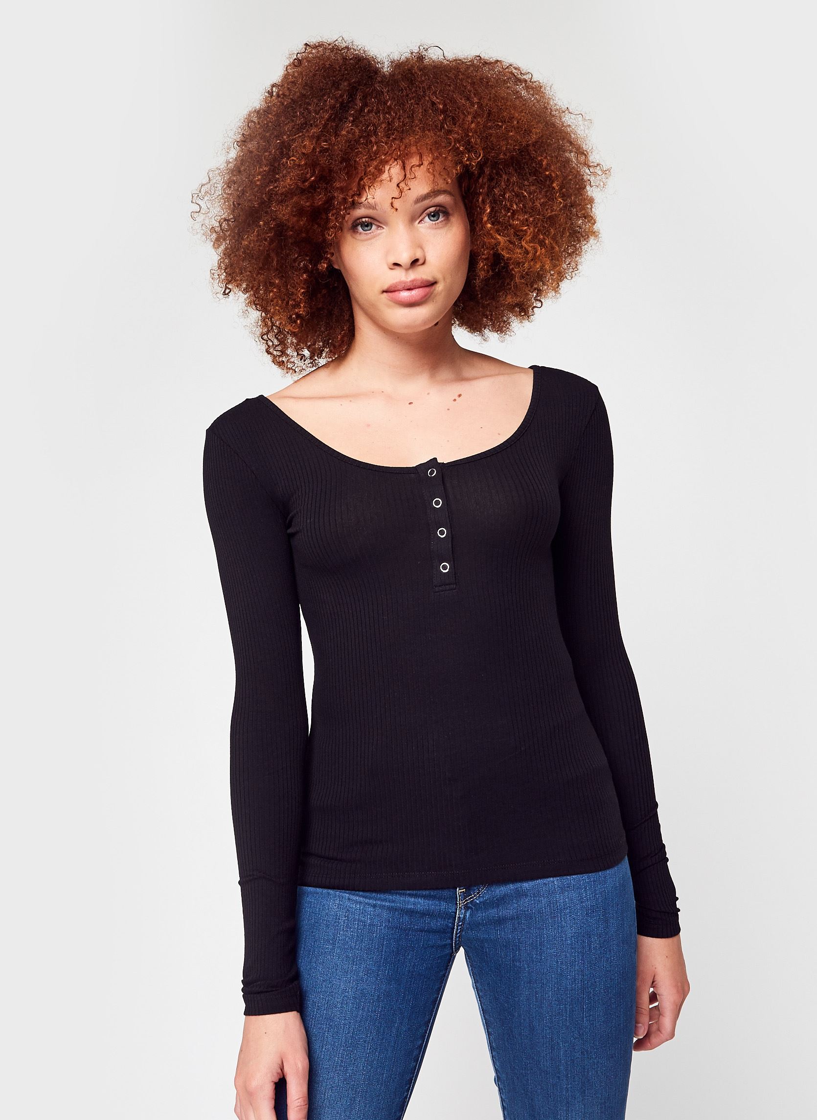 Tee-shirts PCKITTE LS TOP NOOS BC femme noir Pieces Tee-shirts PCKITTE LS TOP NOOS BC femme noir Black