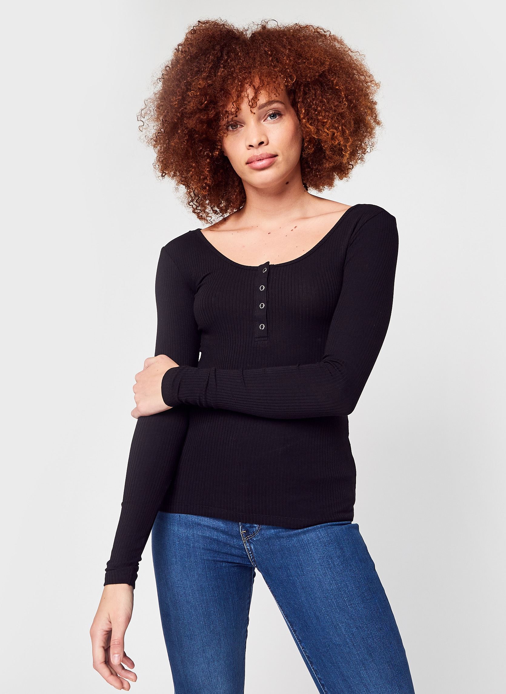 Tee-shirts PCKITTE LS TOP NOOS BC femme noir Pieces Tee-shirts PCKITTE LS TOP NOOS BC femme noir Black