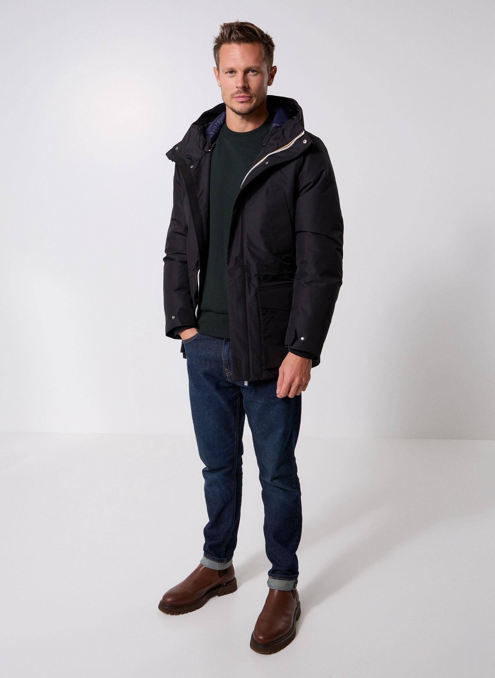 Winterjas Joshua Thermo Heavy heren zwart K-Way Winterjas Joshua Thermo Heavy heren zwart BLACK-BLUE DEPTH