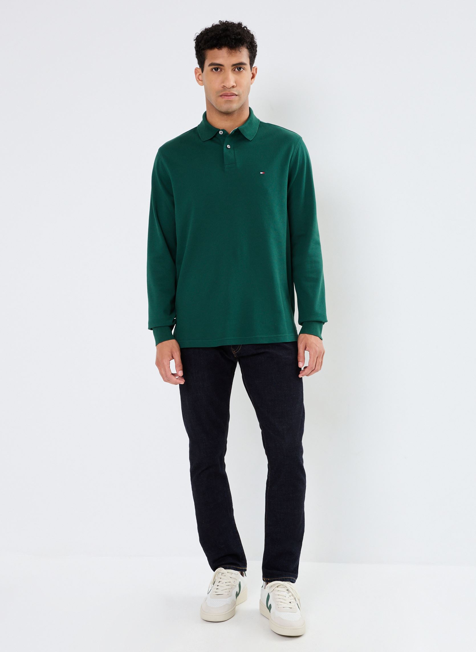 Polos 1985 Regular Ls Polo homme vert Tommy Hilfiger Polos 1985 Regular Ls Polo homme vert ORNAMENTAL GREEN