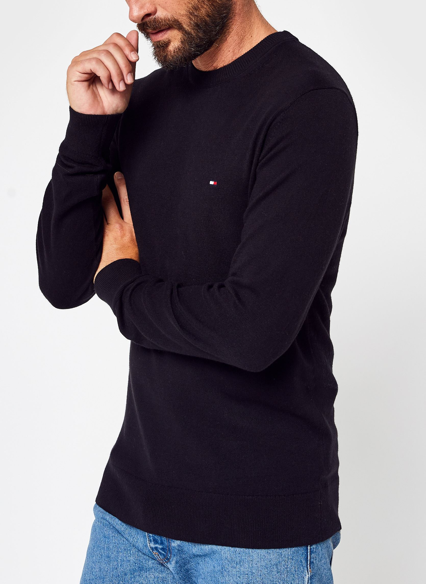 Pulls Pima Org Ctn Cashmere Crew Neck homme noir Tommy Hilfiger Pulls Pima Org Ctn Cashmere Crew Neck homme noir BLACK