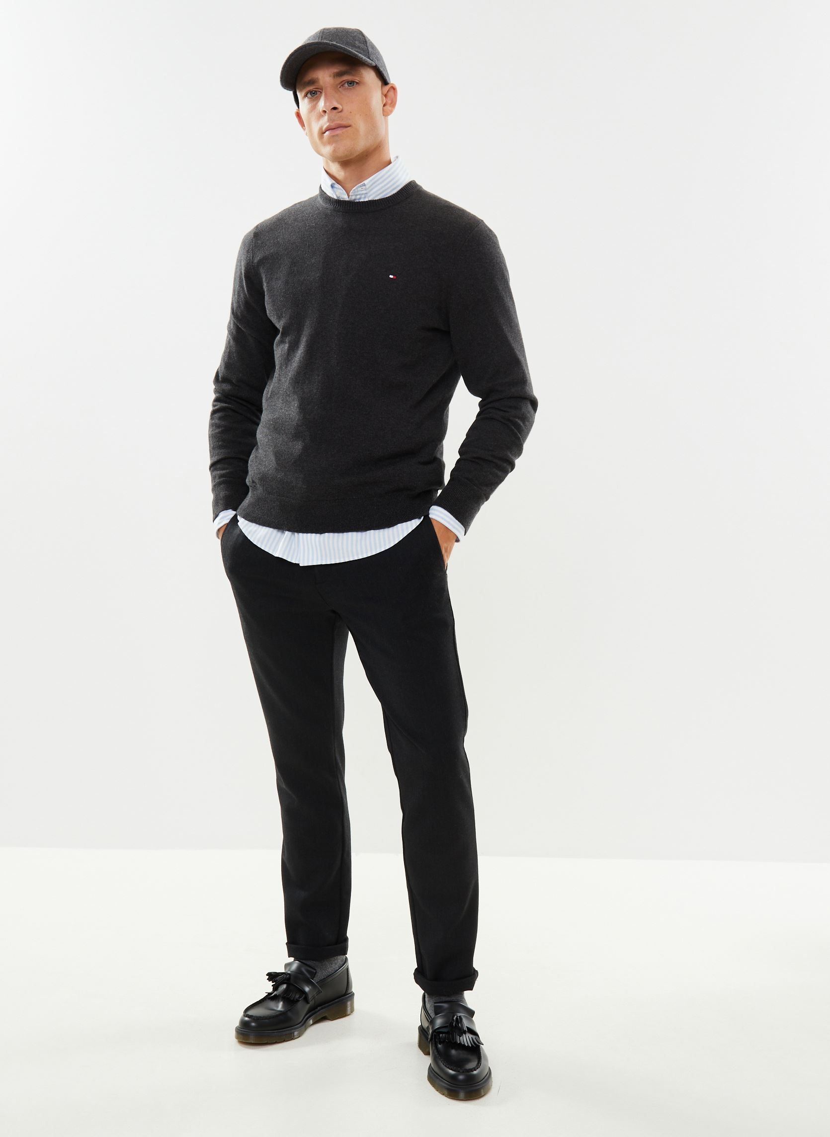 Pulls Pima Org Ctn Cashmere Crew Neck homme gris Tommy Hilfiger Pulls Pima Org Ctn Cashmere Crew Neck homme gris DARK GREY HEATHER