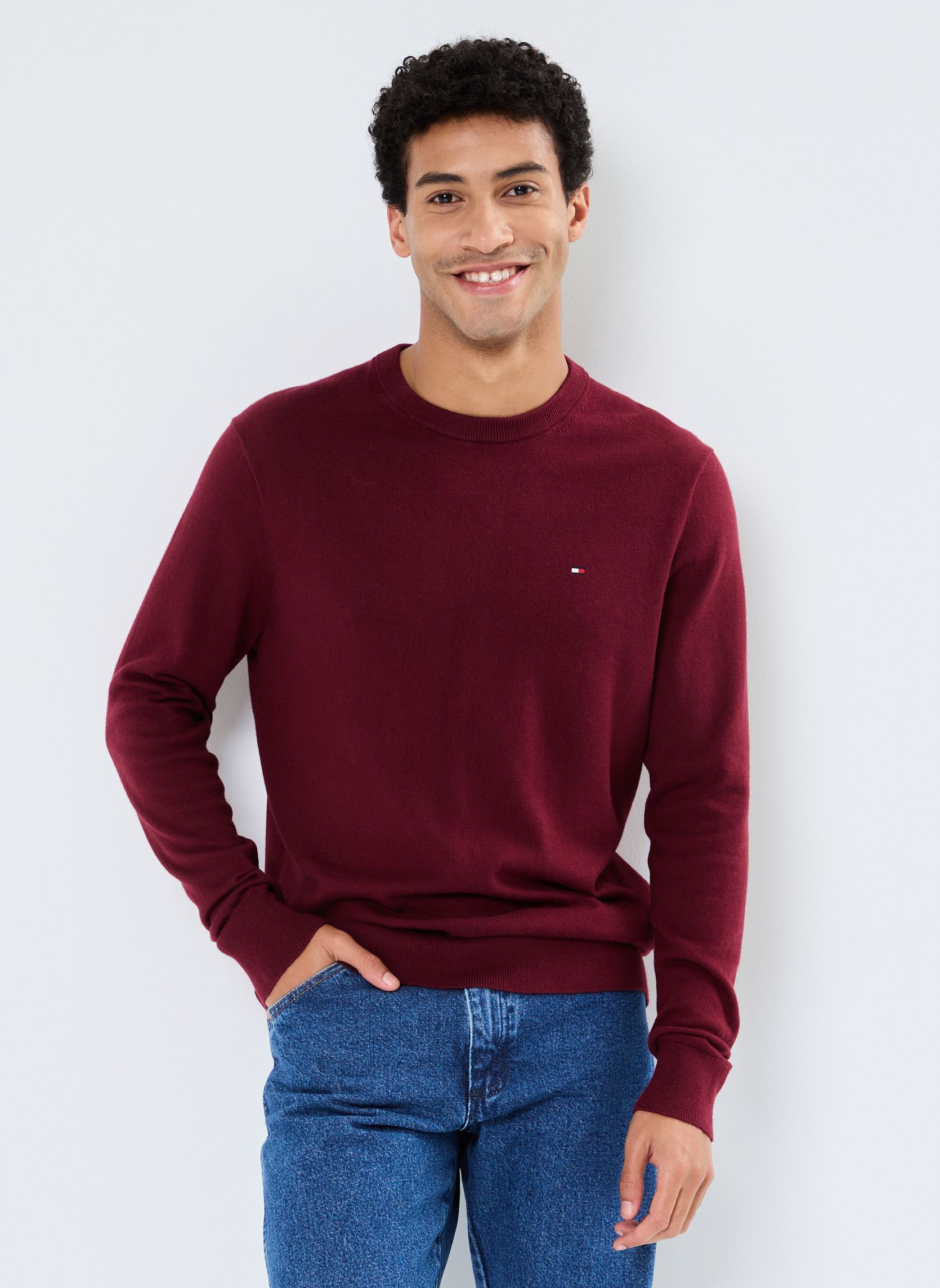 Pulls Pima Org Ctn Cashmere Crew Neck homme bordeaux Tommy Hilfiger Pulls Pima Org Ctn Cashmere Crew Neck homme bordeaux BURGUNDY
