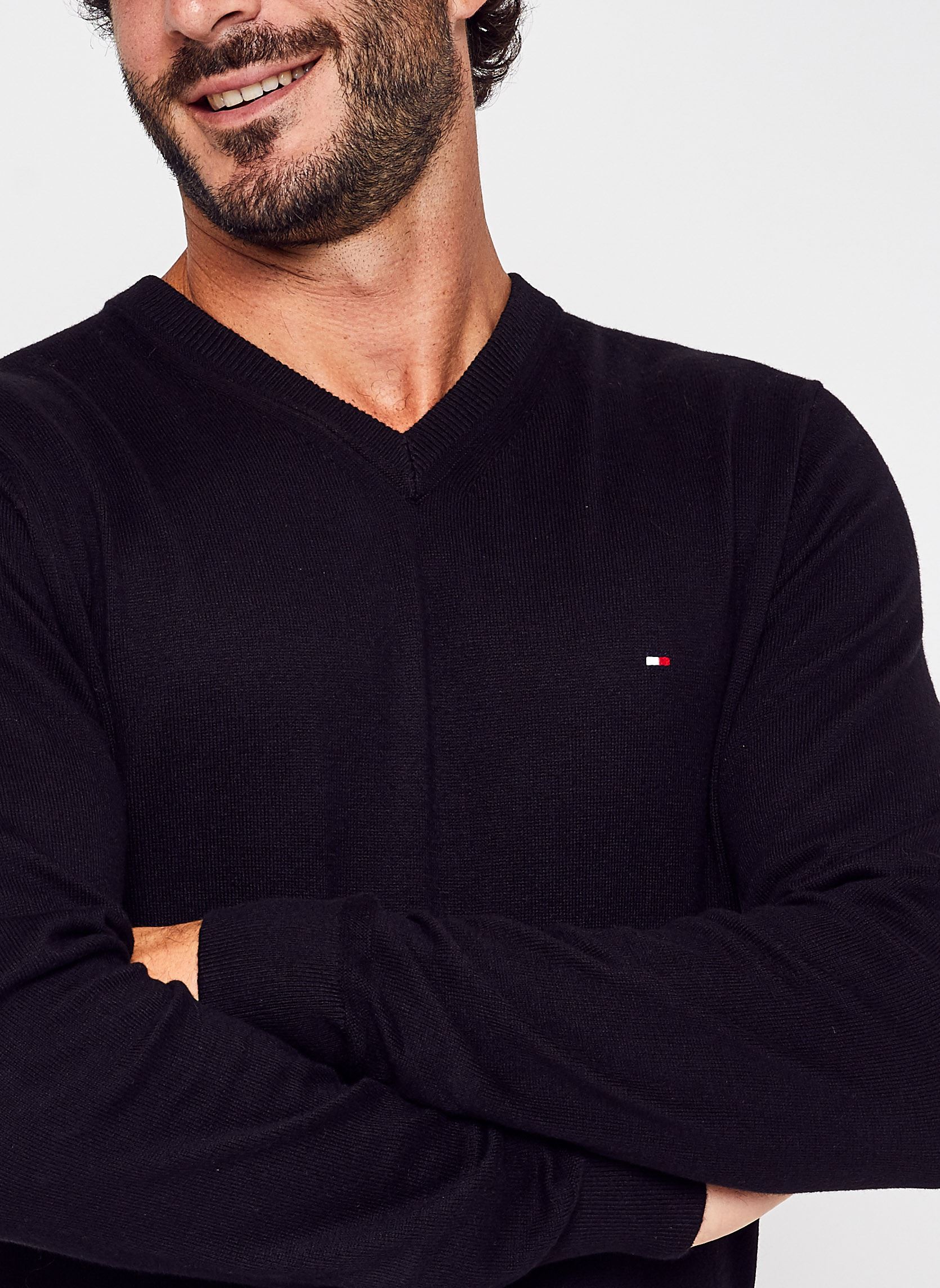 Pulls Pima Org Ctn Cashmere V Neck homme noir Tommy Hilfiger Pulls Pima Org Ctn Cashmere V Neck homme noir BLACK