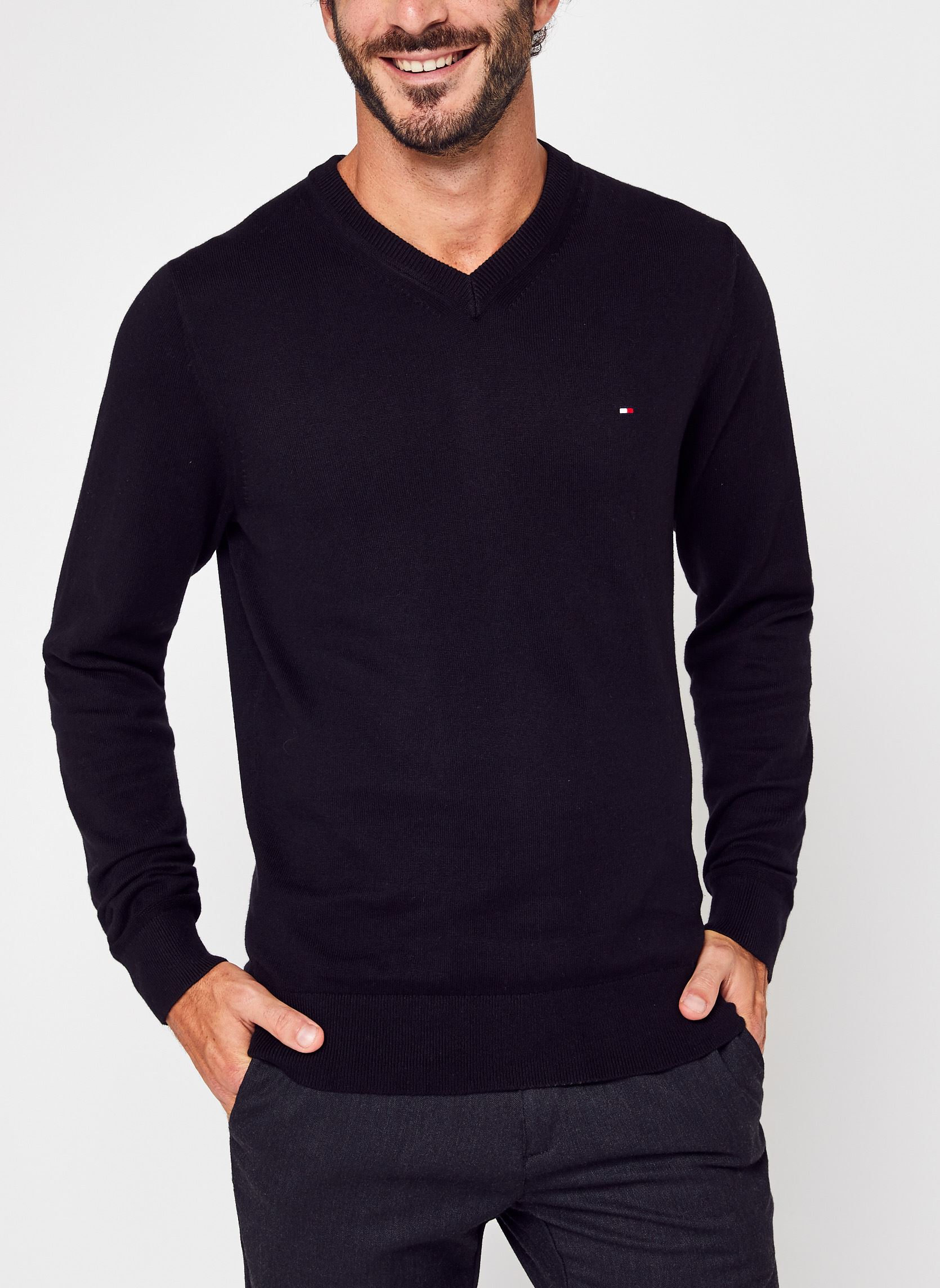 Pulls Pima Org Ctn Cashmere V Neck homme noir Tommy Hilfiger Pulls Pima Org Ctn Cashmere V Neck homme noir BLACK