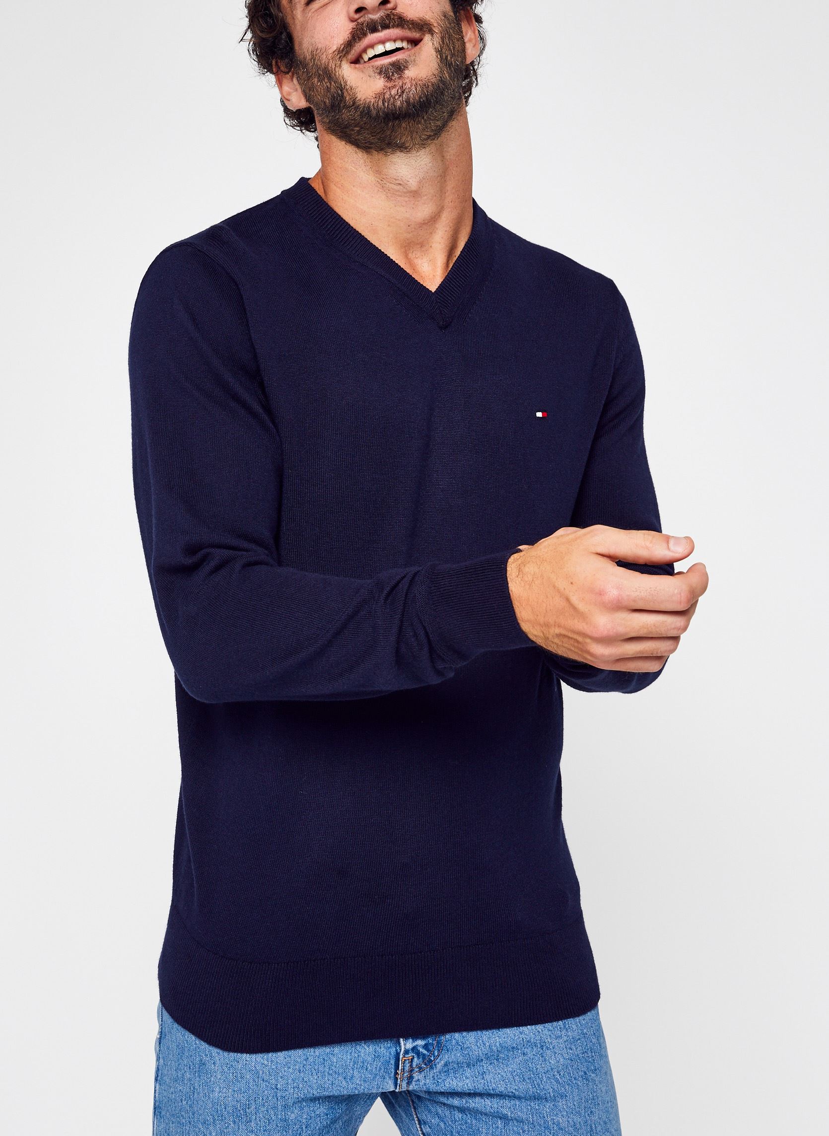 Pulls Pima Org Ctn Cashmere V Neck homme bleu Tommy Hilfiger Pulls Pima Org Ctn Cashmere V Neck homme bleu NAVY BLUE