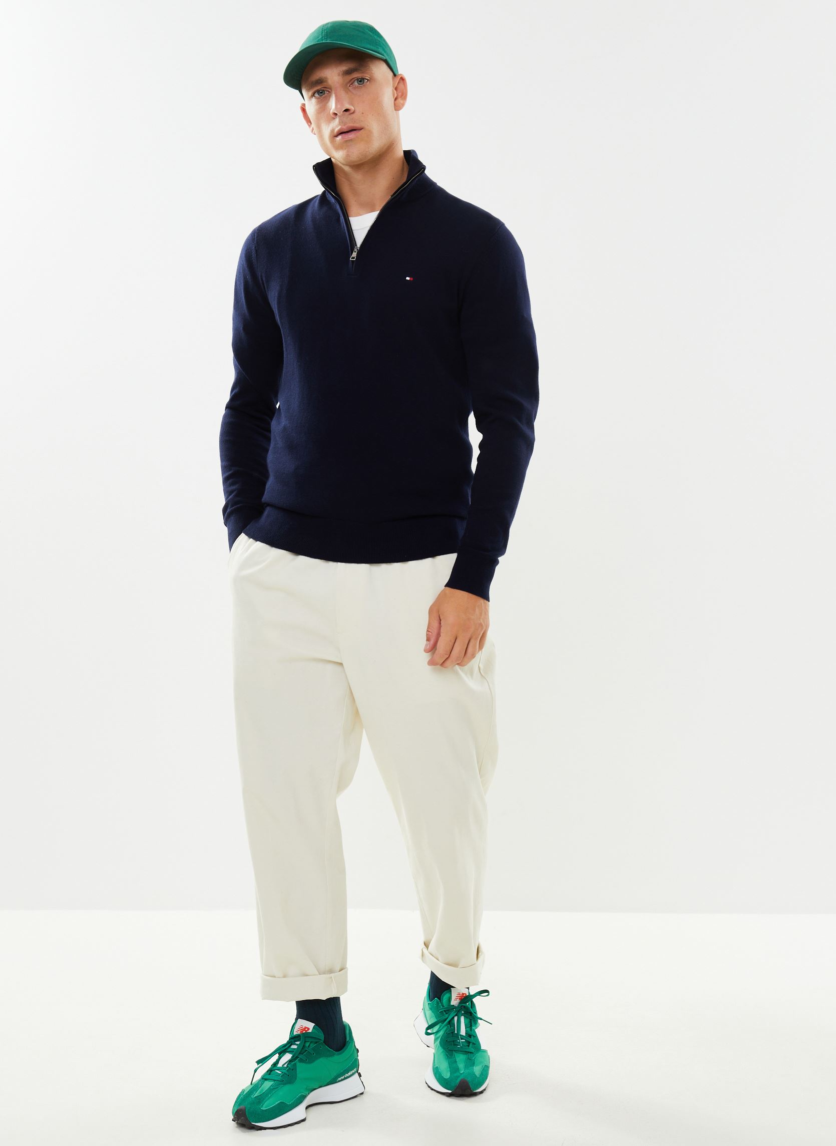 Pulls Pima Org Ctn Cashmere Zip Mock homme bleu Tommy Hilfiger Pulls Pima Org Ctn Cashmere Zip Mock homme bleu NAVY BLUE