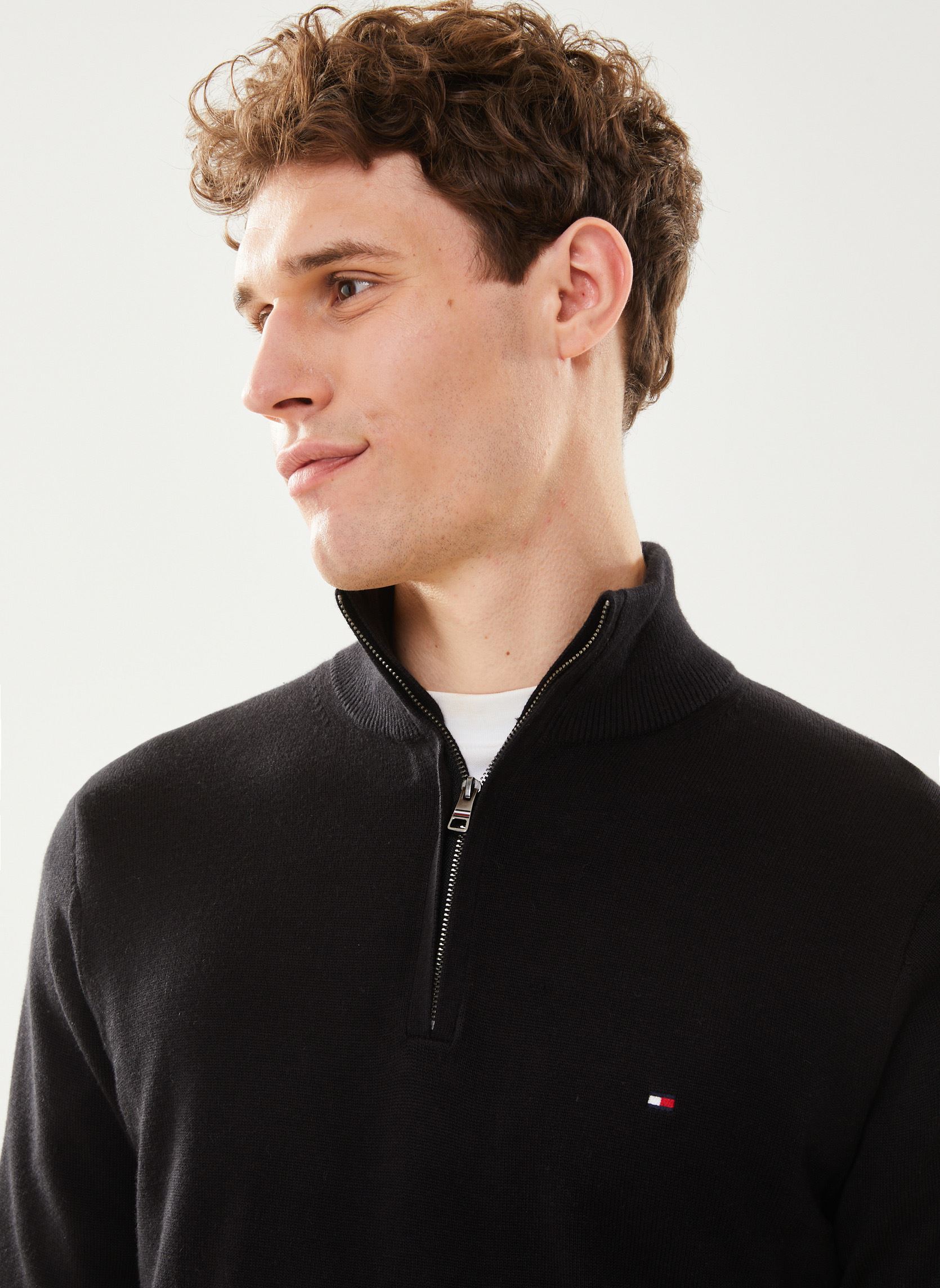 Pulls Pima Org Ctn Cashmere Zip Mock homme noir Tommy Hilfiger Pulls Pima Org Ctn Cashmere Zip Mock homme noir BLACK