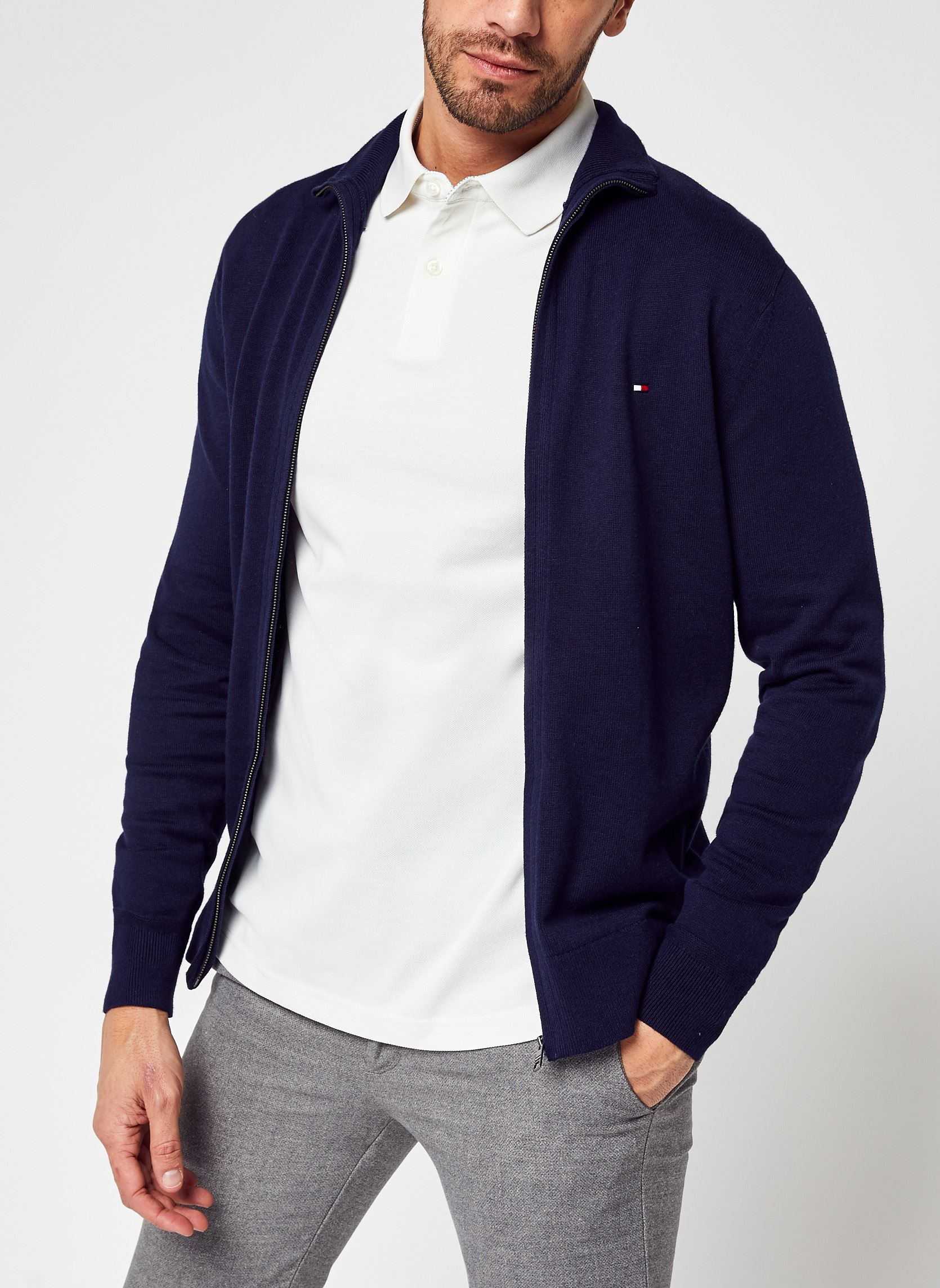 Gilet Tommy Hilfiger PIMA ORG CTN CASHMERE ZIP THRU Unique - vue 2