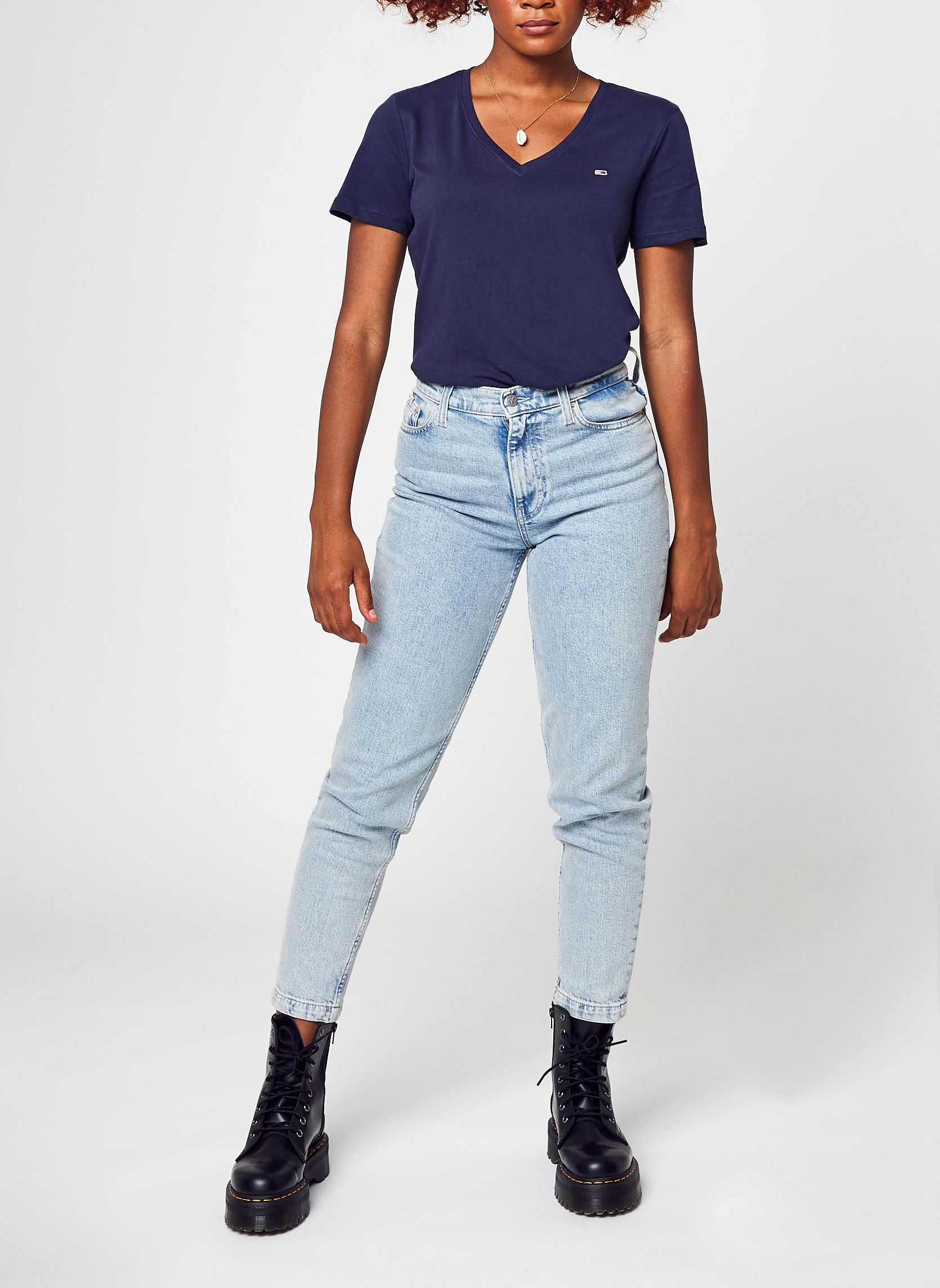 Tee-shirts Tjw Slim Soft V Neck femme bleu Tommy Jeans Tee-shirts Tjw Slim Soft V Neck femme bleu TWILIGHT NAVY