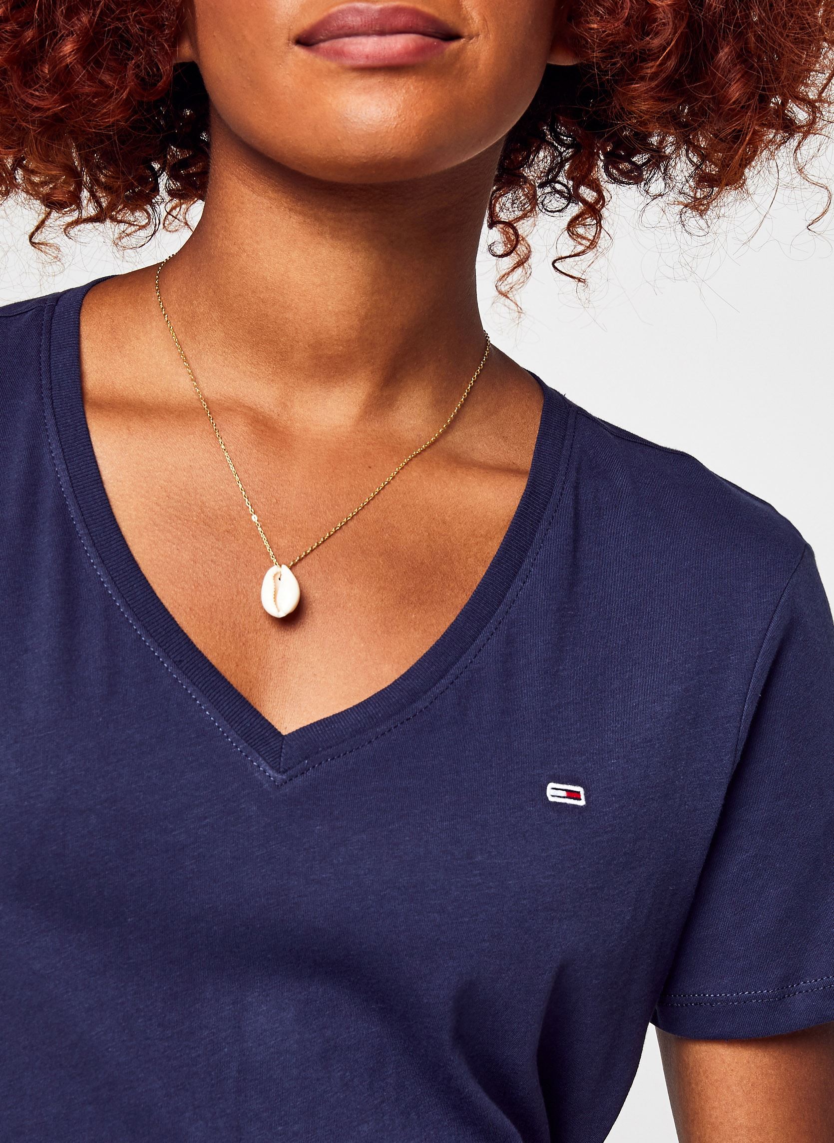 Tee-shirts Tjw Slim Soft V Neck femme bleu Tommy Jeans Tee-shirts Tjw Slim Soft V Neck femme bleu TWILIGHT NAVY