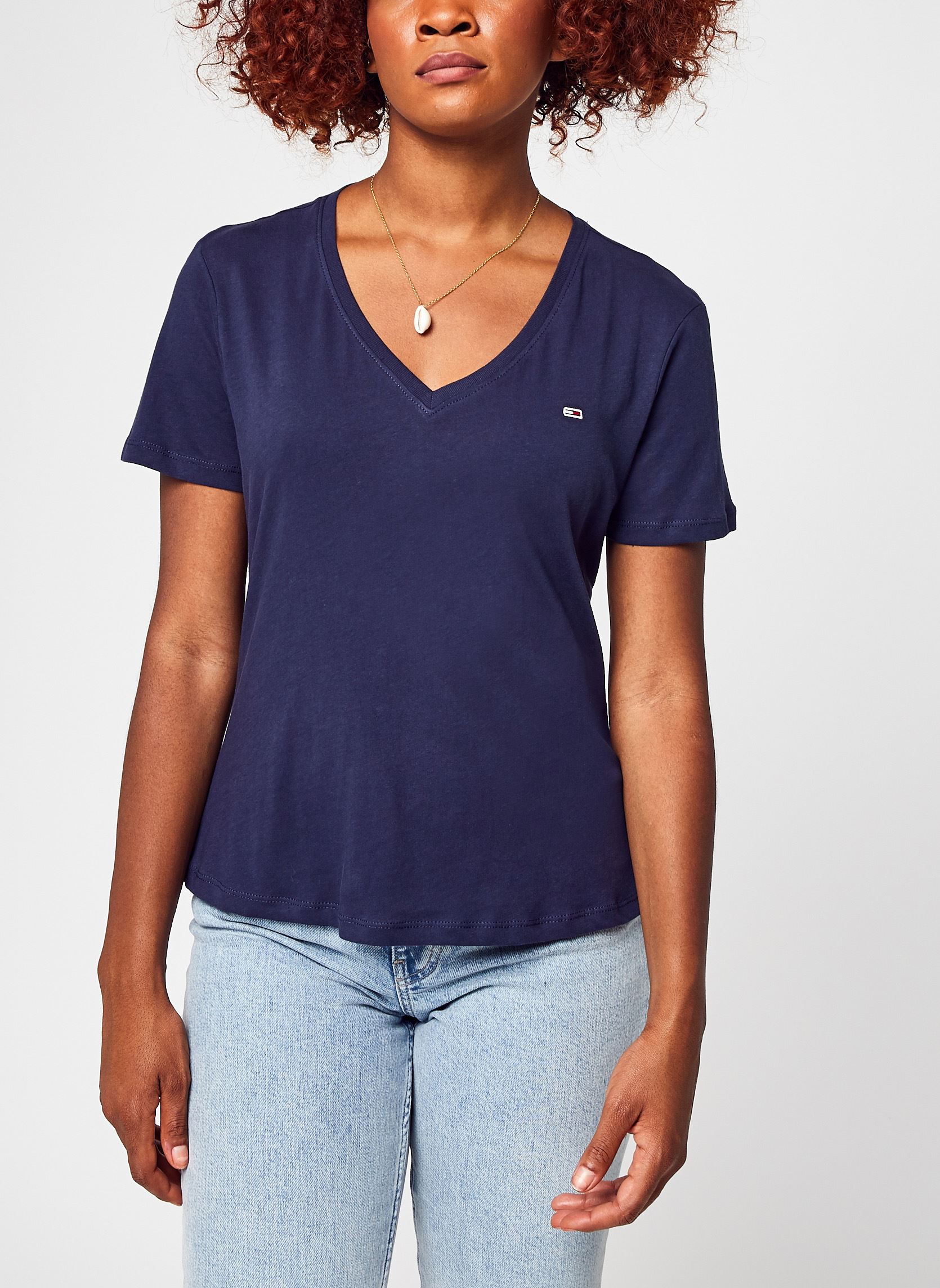 Tee-shirts Tjw Slim Soft V Neck femme bleu Tommy Jeans Tee-shirts Tjw Slim Soft V Neck femme bleu TWILIGHT NAVY