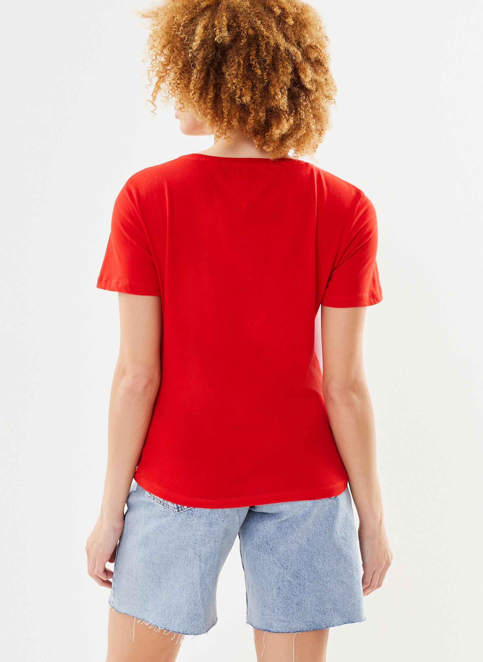 Tee-shirts Tjw Slim Soft V Neck femme rouge Tommy Jeans Tee-shirts Tjw Slim Soft V Neck femme rouge DEEP CRIMSON