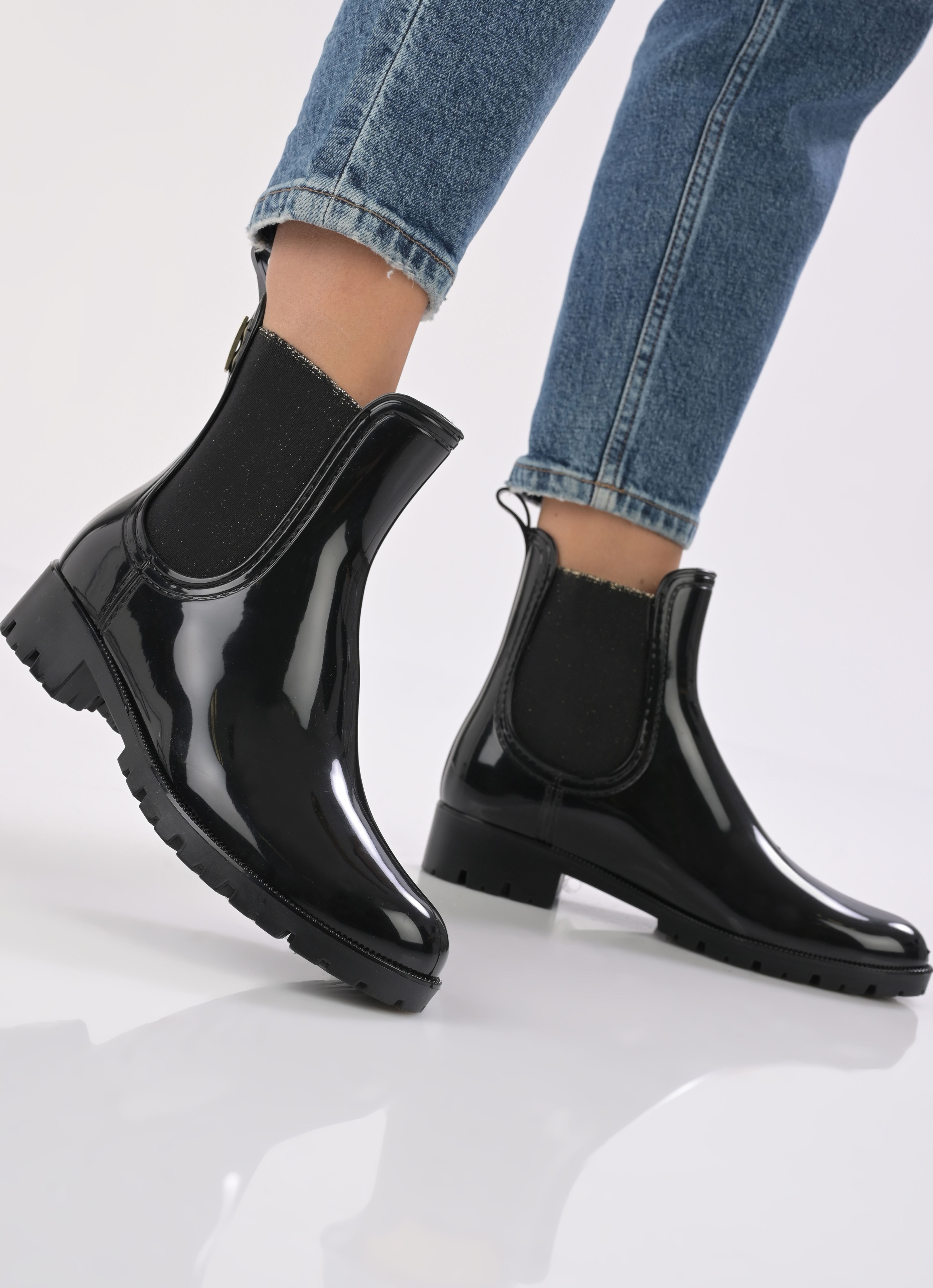 Bottes de pluie NEA femme noir Les Tropéziennes par M Belarbi Bottes de pluie NEA femme noir NOIR/OR