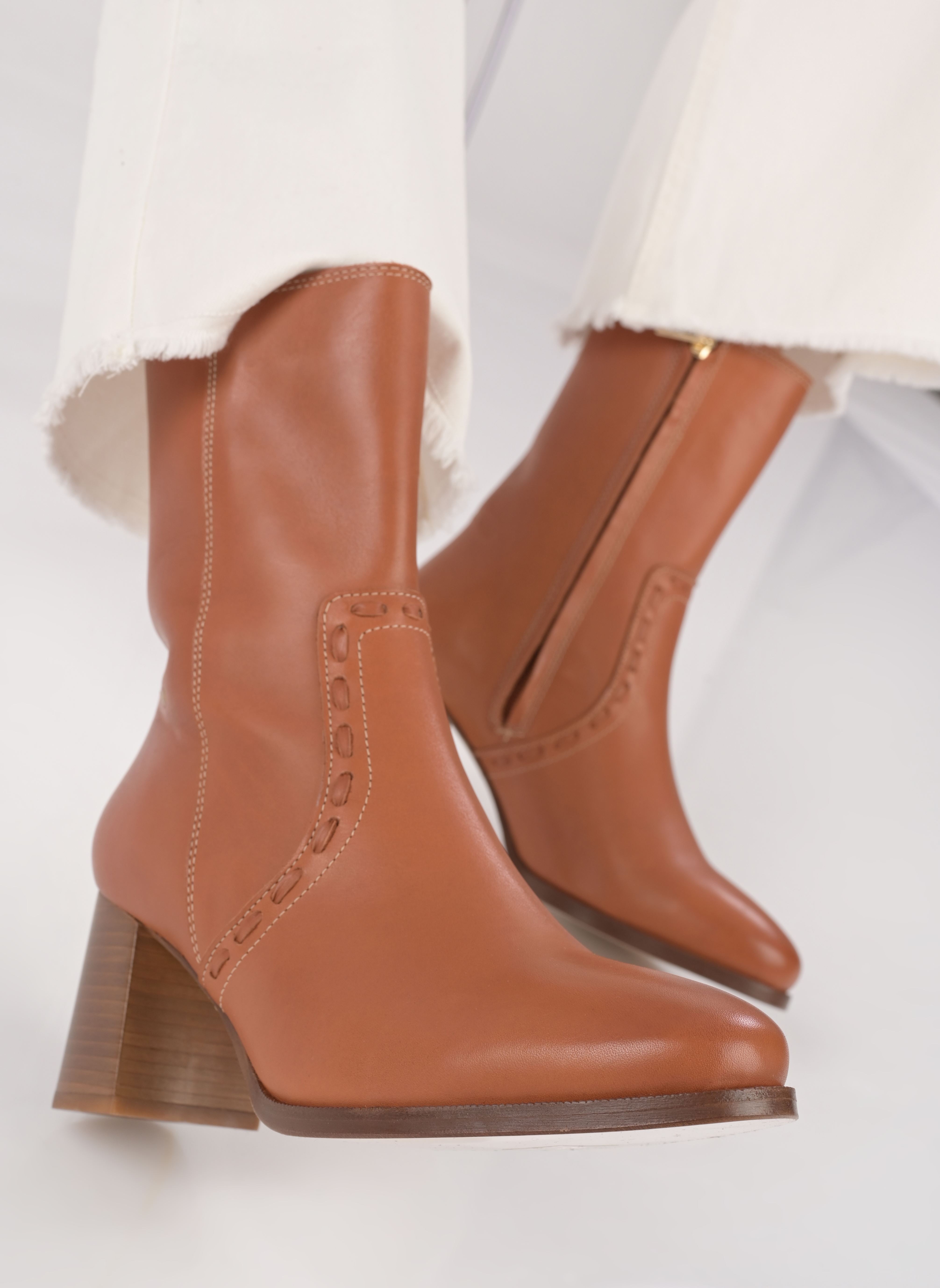 Niedrige Ankle Boots Bottines Seventies Talon 70Mm En Cuir Li damen braun Vanessa Bruno Niedrige Ankle Boots Bottines Seventies Talon 70Mm En Cuir Li damen braun COGNAC