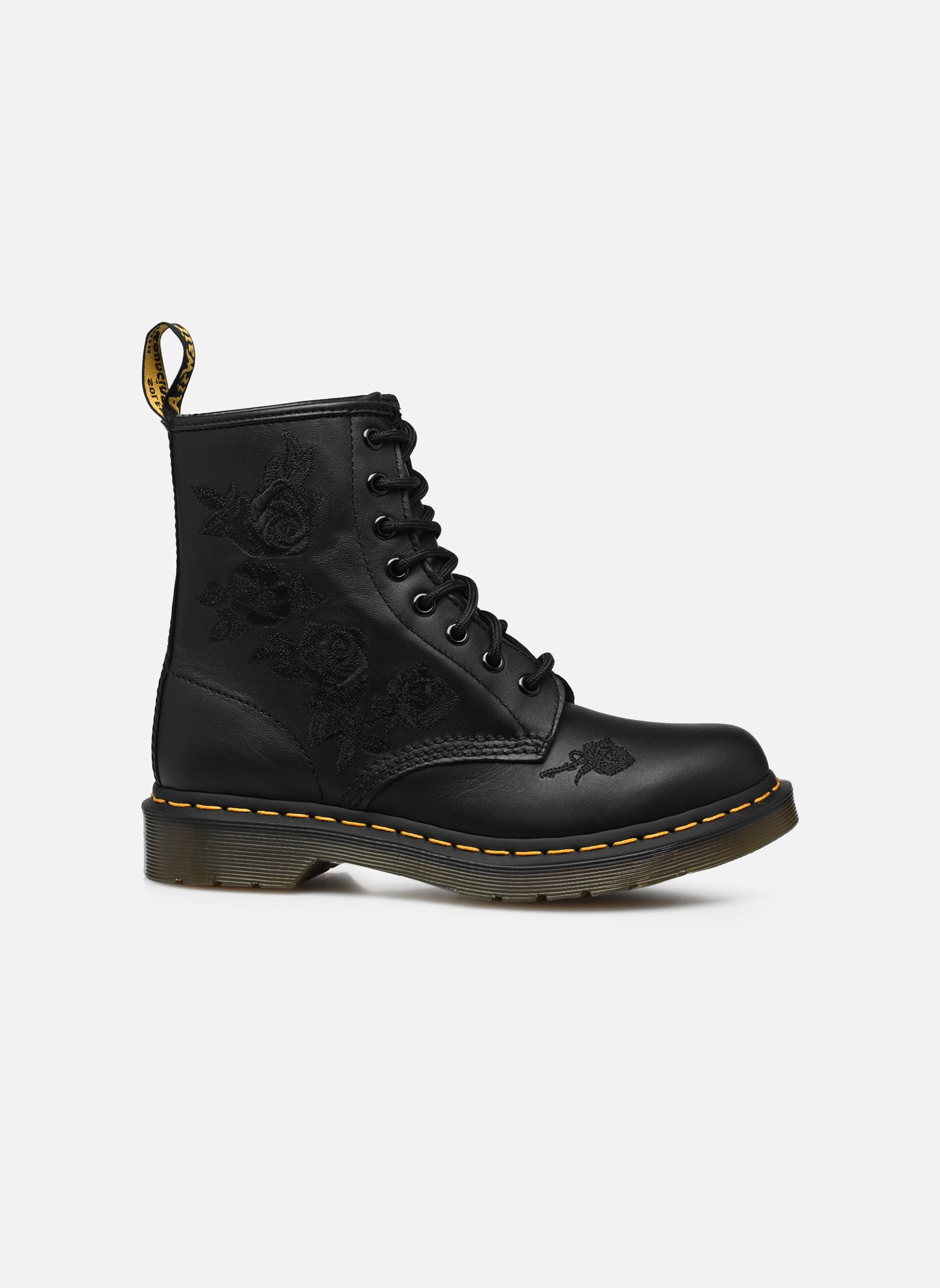 Bottes Dr. Martens 1460 Vonda Mono Noir - Broderies Roses Noires, Taille 38, Neuf Sans Boîte