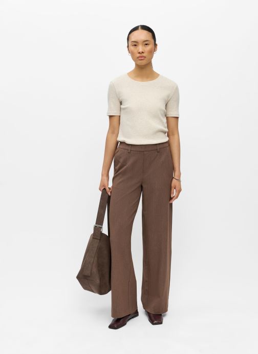 OBJECT Wijde broeken OBJLISA WIDE PANT NOOS dames bruin