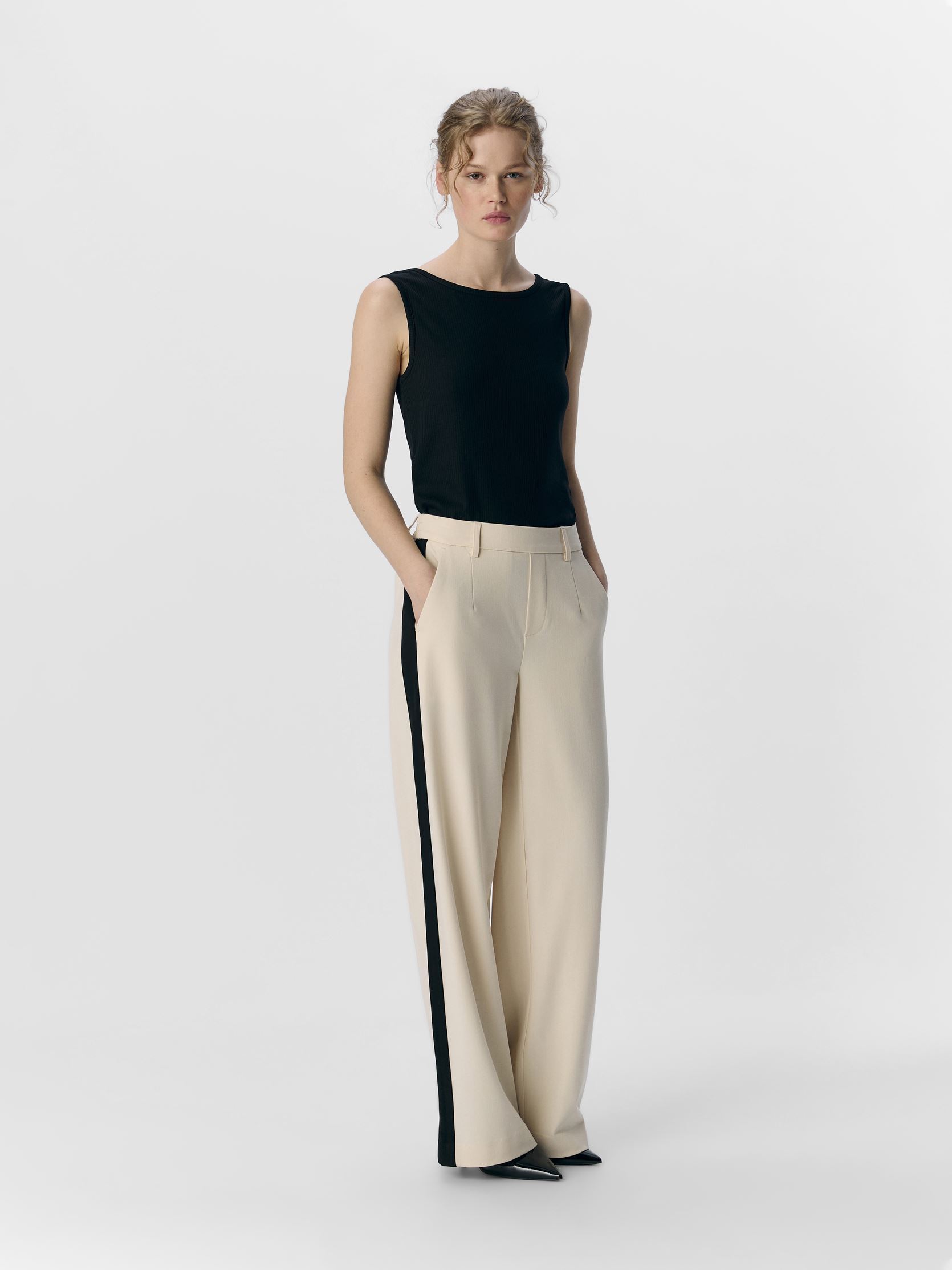 Object Objlisa Wide Pant Noos stoffen broek voor dames, dark denim, 36