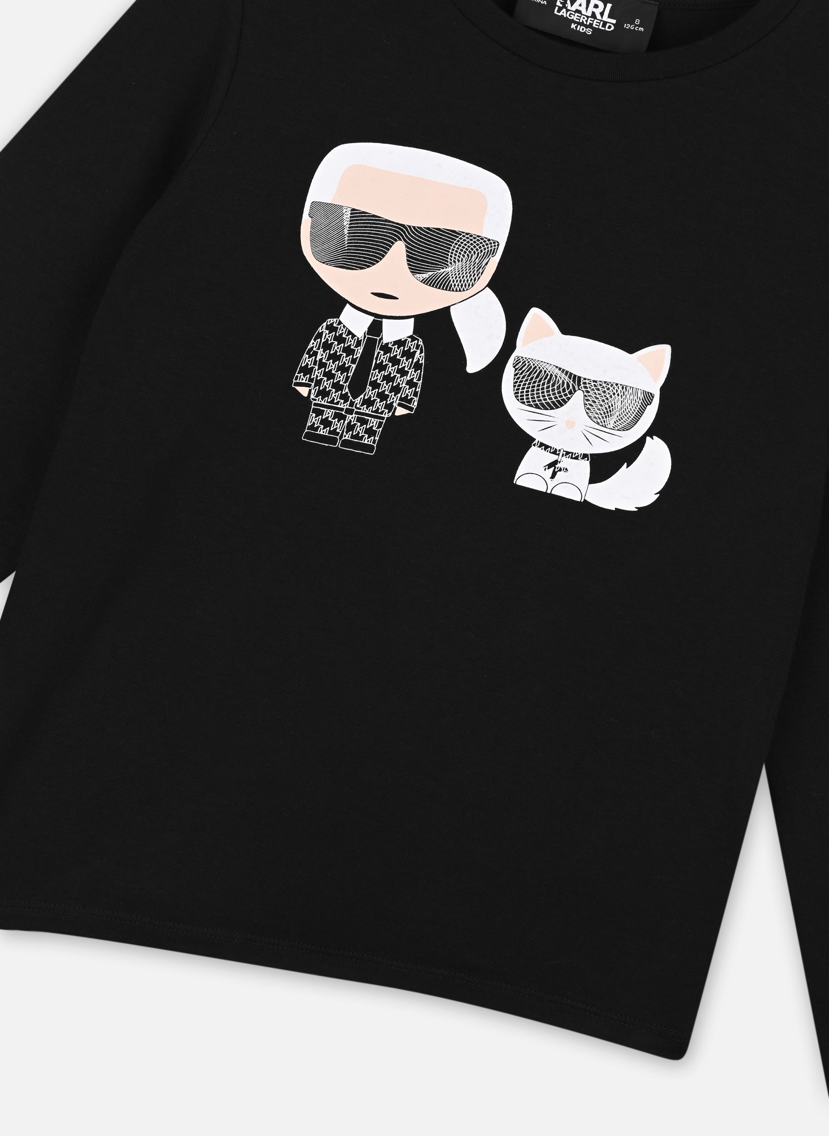 KARL LAGERFELD T-Shirt Manches Longues Fille - Coton Bio Avec Illustration Choupette