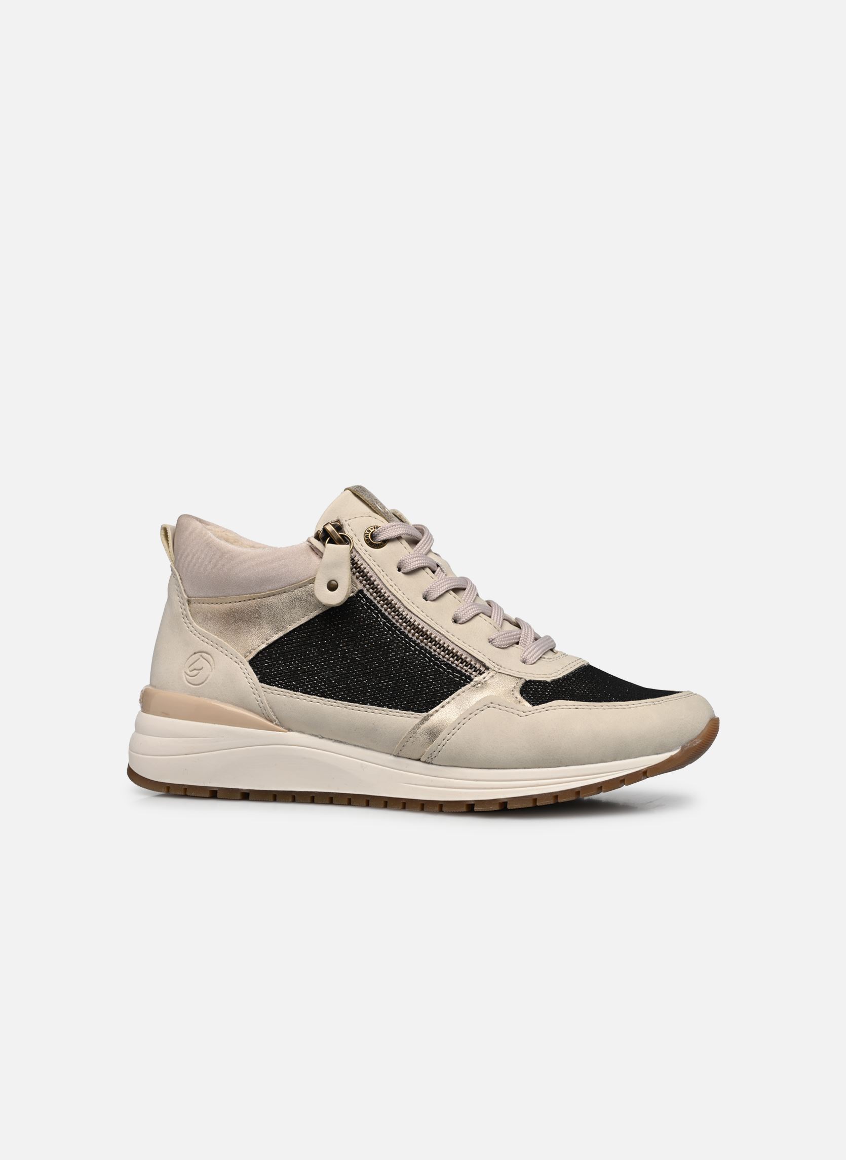 Niedrige Sneaker Ella damen beige Remonte Niedrige Sneaker Ella damen beige CREMA/SCHWARZ-BRONZE/MUSCHEL/P