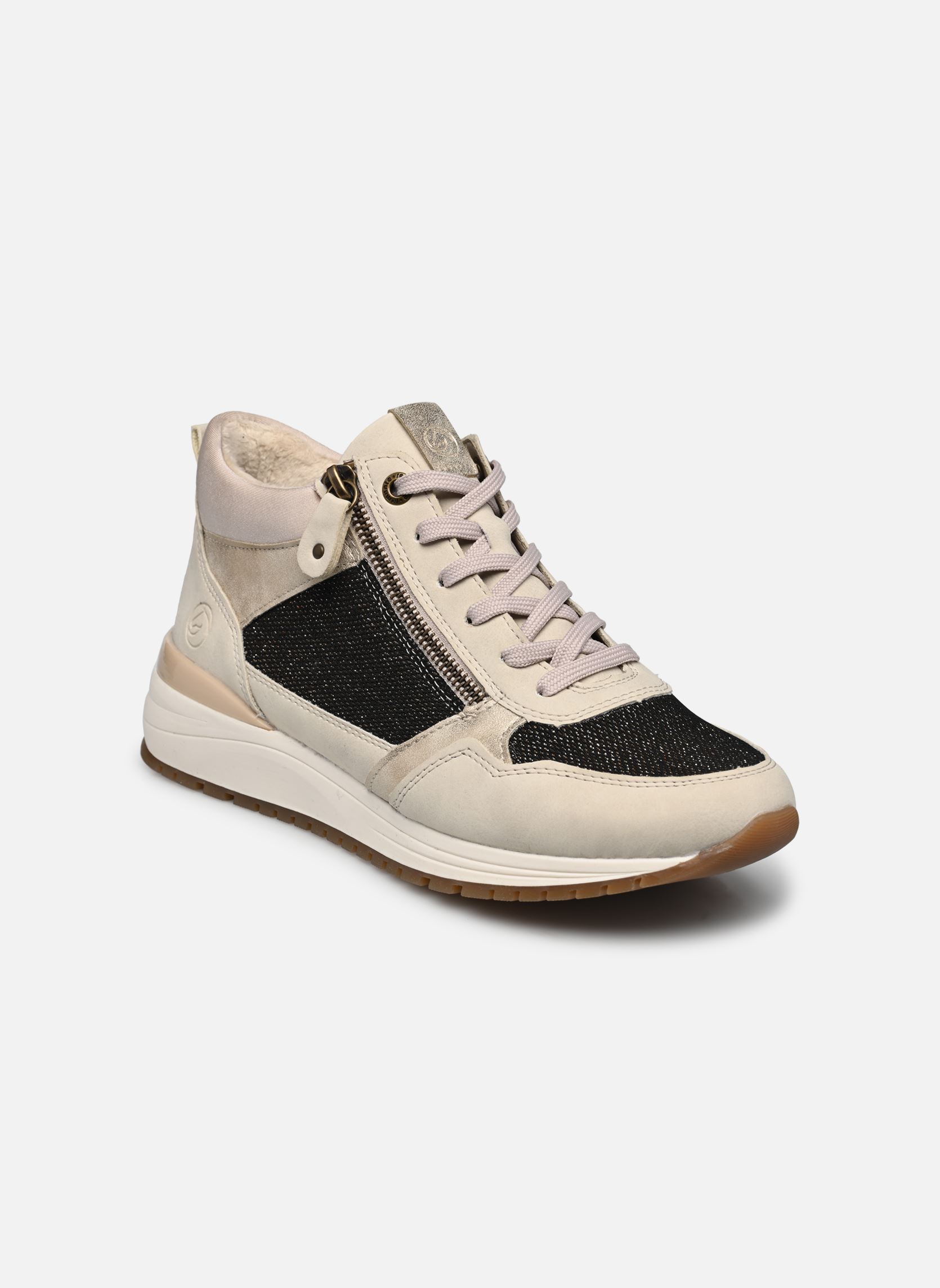 Niedrige Sneaker Ella damen beige Remonte Niedrige Sneaker Ella damen beige CREMA/SCHWARZ-BRONZE/MUSCHEL/P