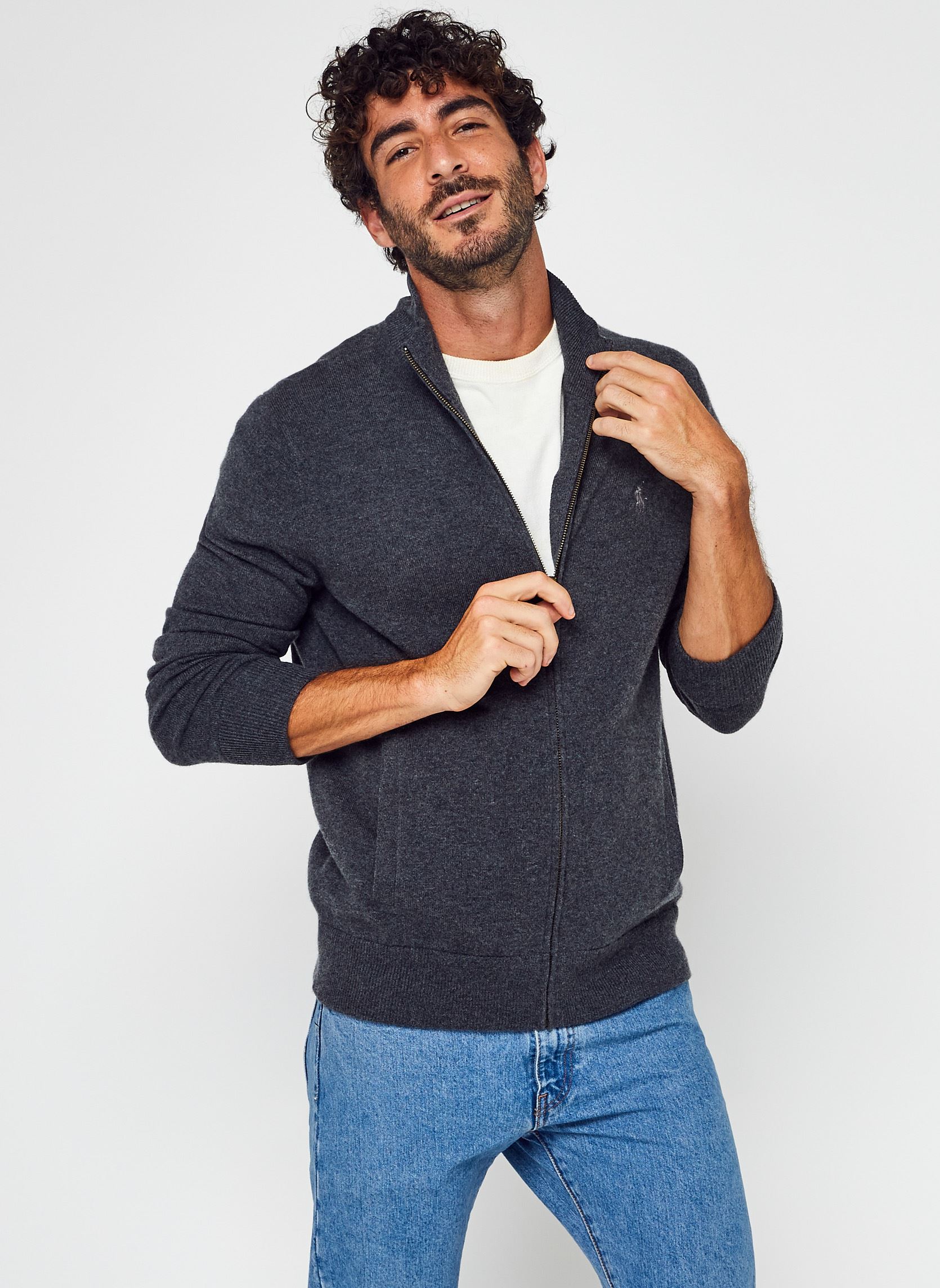 Gilets Pull zippé en laine vierge loryelle homme gris Polo Ralph Lauren Gilets Pull zippé en laine vierge loryelle homme gris DARK CHARCOAL HEATHER