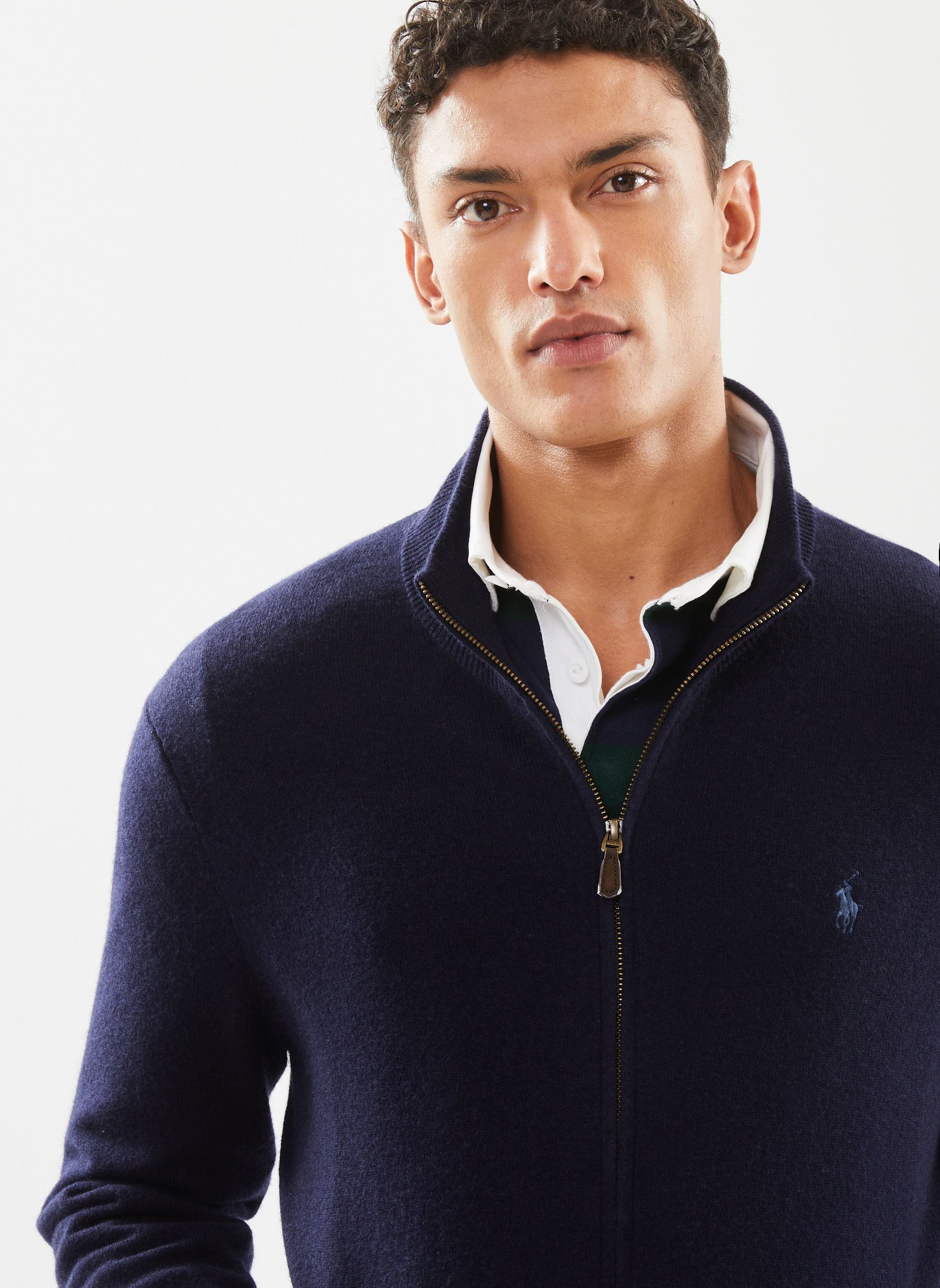 Gilets Pull zippé en laine vierge loryelle homme bleu Polo Ralph Lauren Gilets Pull zippé en laine vierge loryelle homme bleu HUNTER NAVY