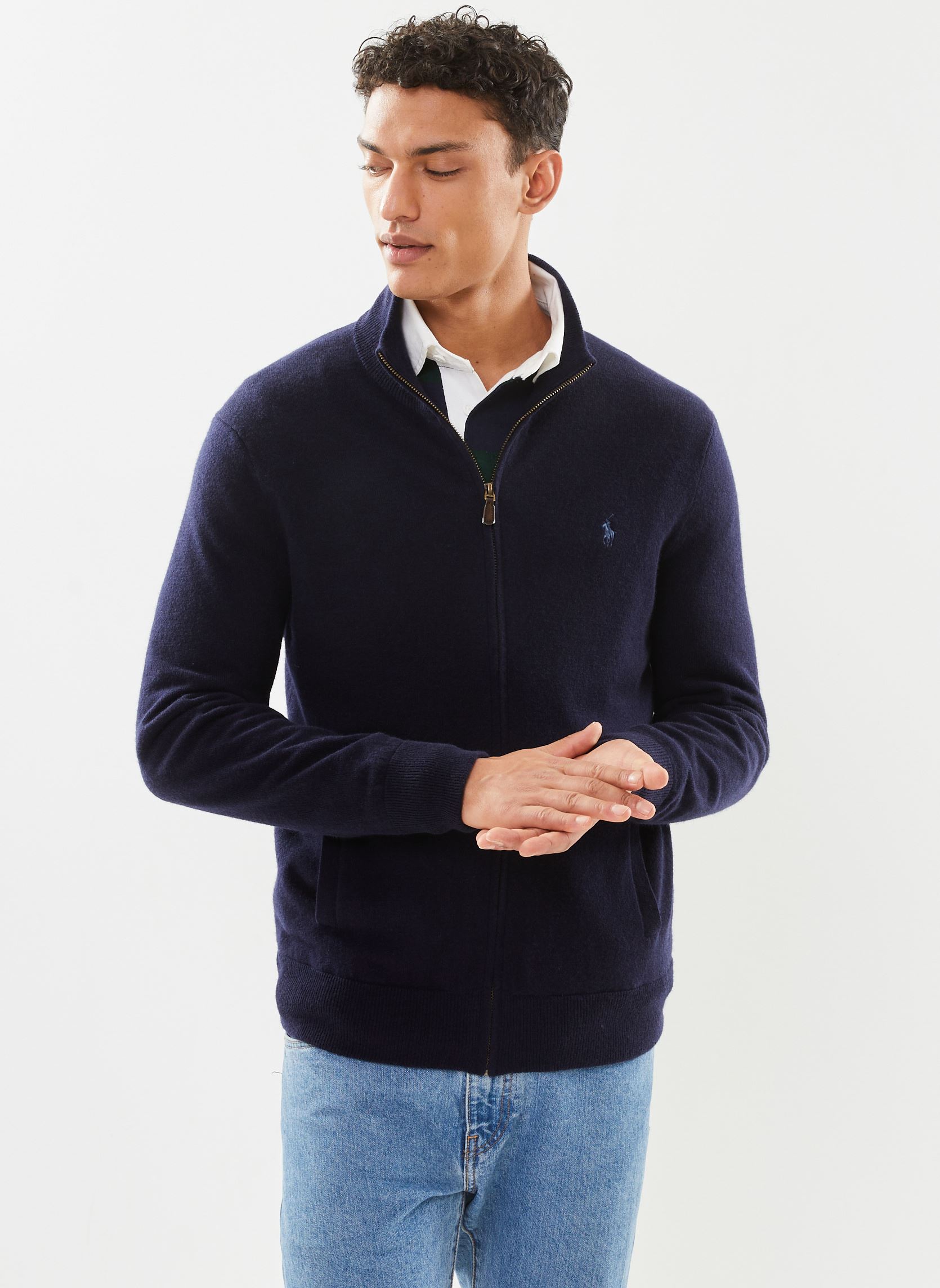 Gilets Pull zippé en laine vierge loryelle homme bleu Polo Ralph Lauren Gilets Pull zippé en laine vierge loryelle homme bleu HUNTER NAVY