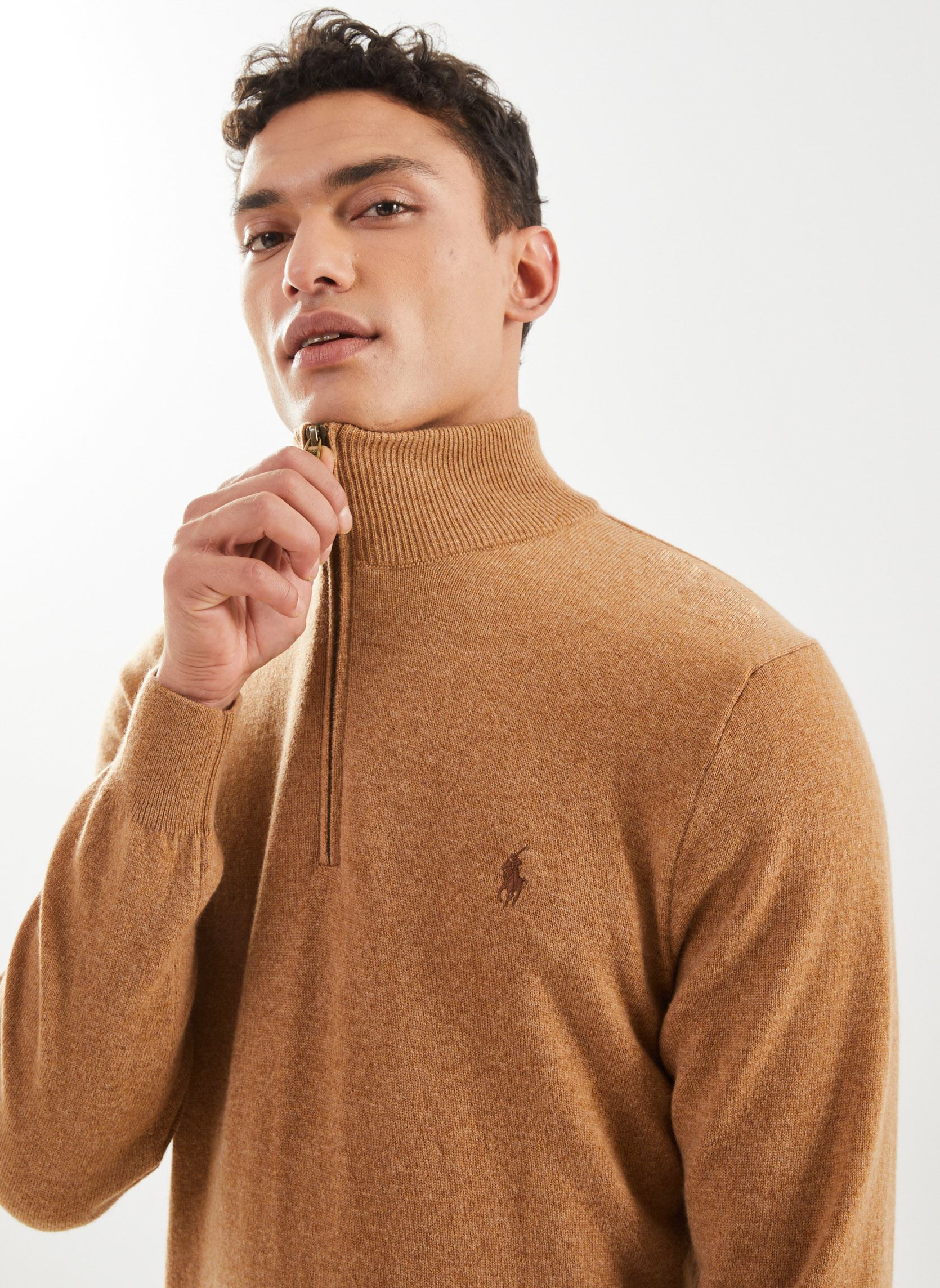 Pulls Pull Demi-Zip En Laine Vierge Loryelle homme marron Polo Ralph Lauren Pulls Pull Demi-Zip En Laine Vierge Loryelle homme marron LATTE BROWN HEATHER