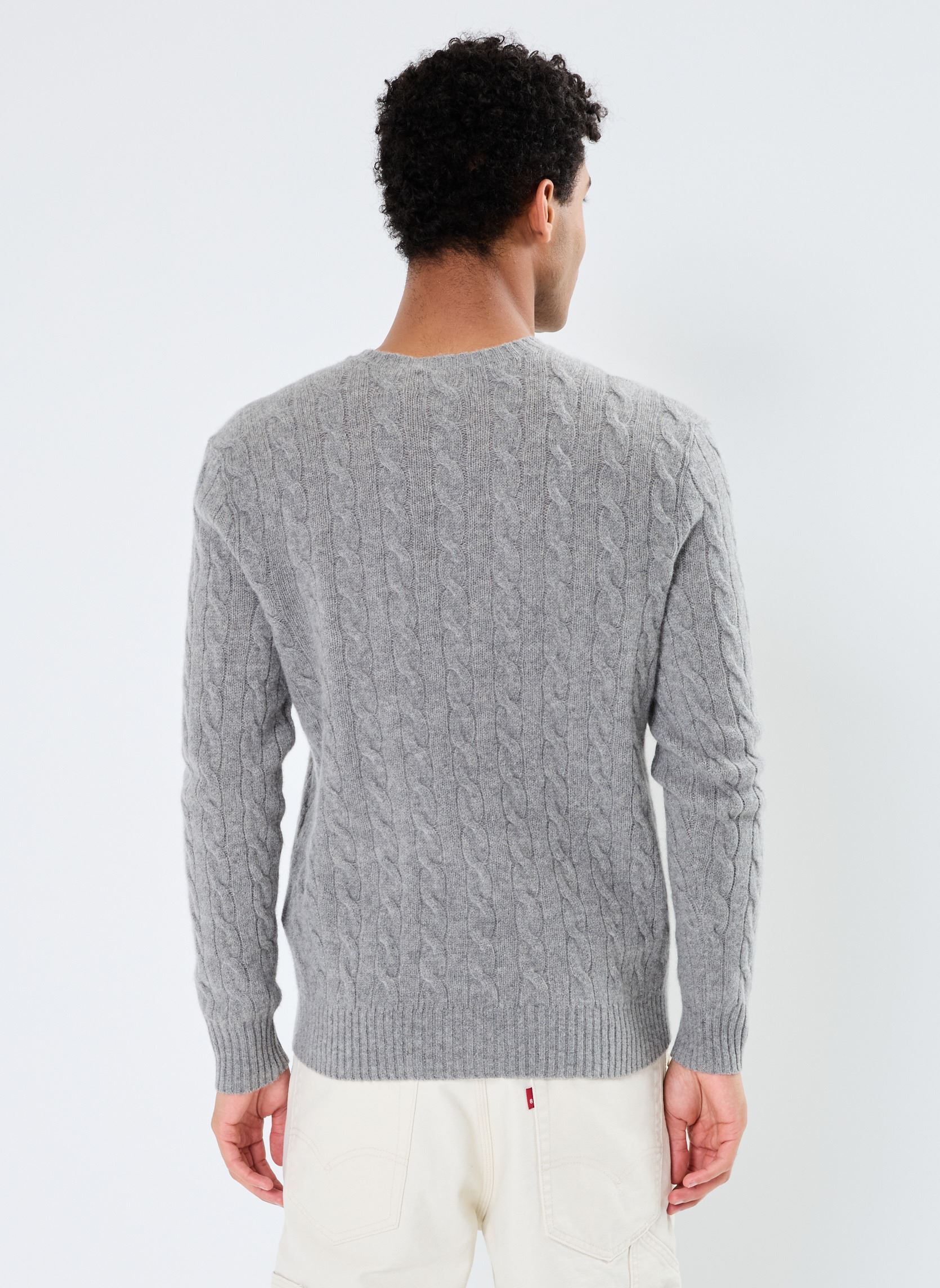 Pulls Pull col rond en laine et cashmere cablé homme gris Polo Ralph Lauren Pulls Pull col rond en laine et cashmere cablé homme gris FAWN GREY HEATHER