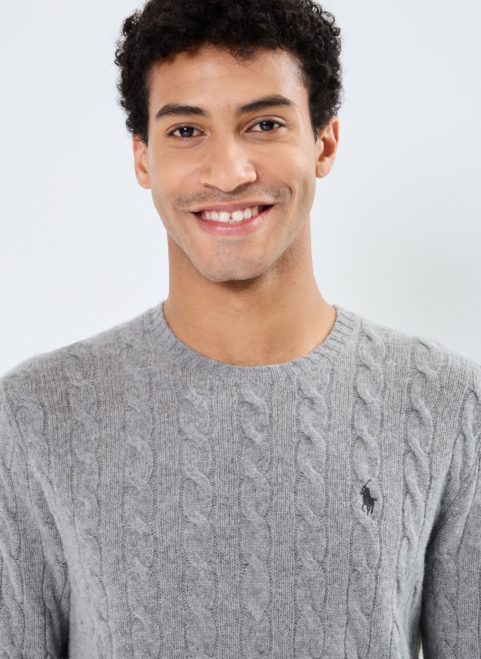 Pulls Pull col rond en laine et cashmere cablé homme gris Polo Ralph Lauren Pulls Pull col rond en laine et cashmere cablé homme gris FAWN GREY HEATHER