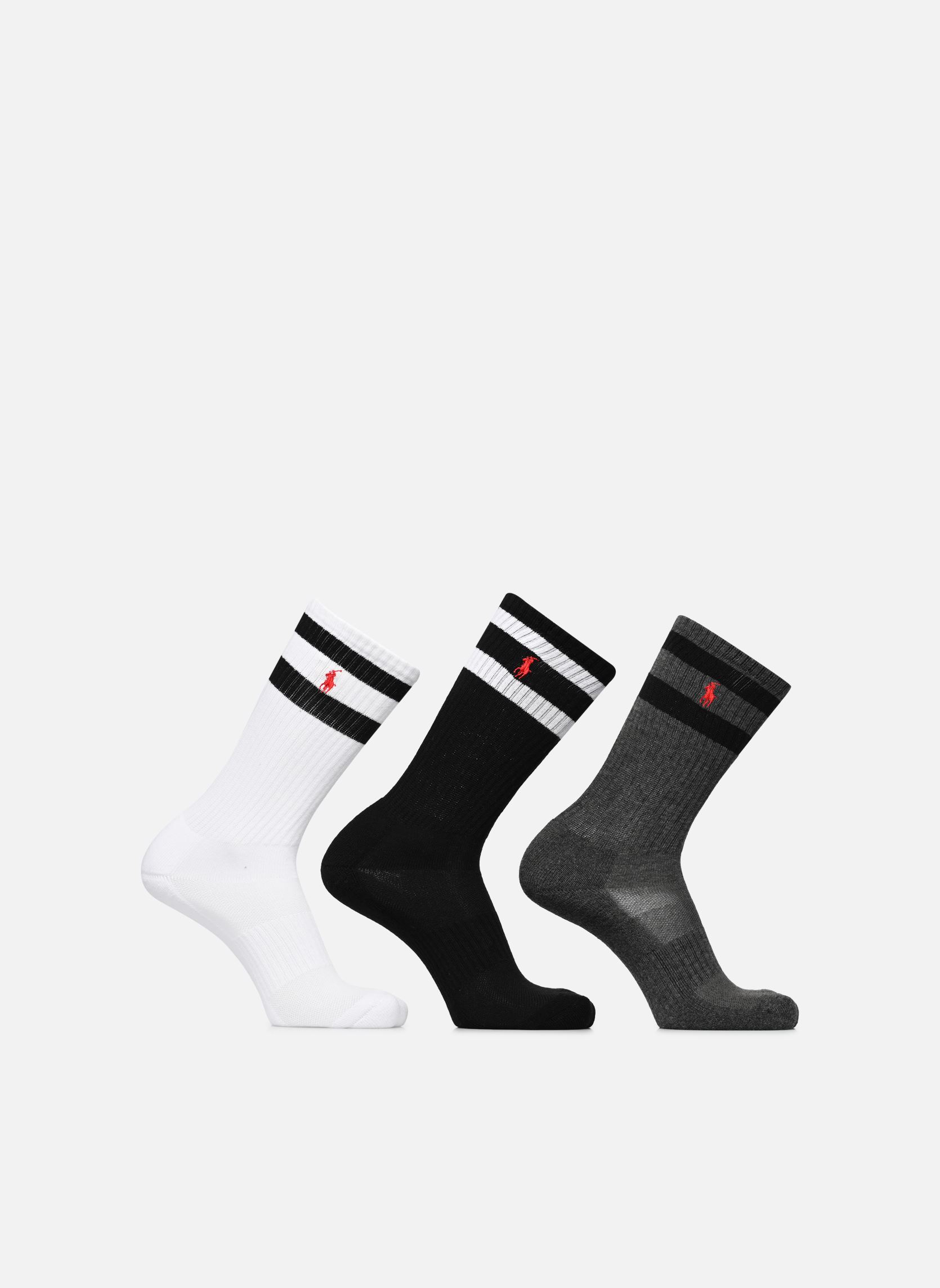Socken Class Stripe-Crew-3 Pack herren schwarz Polo Ralph Lauren Socken Class Stripe-Crew-3 Pack herren schwarz BlkHtrh GrWhite